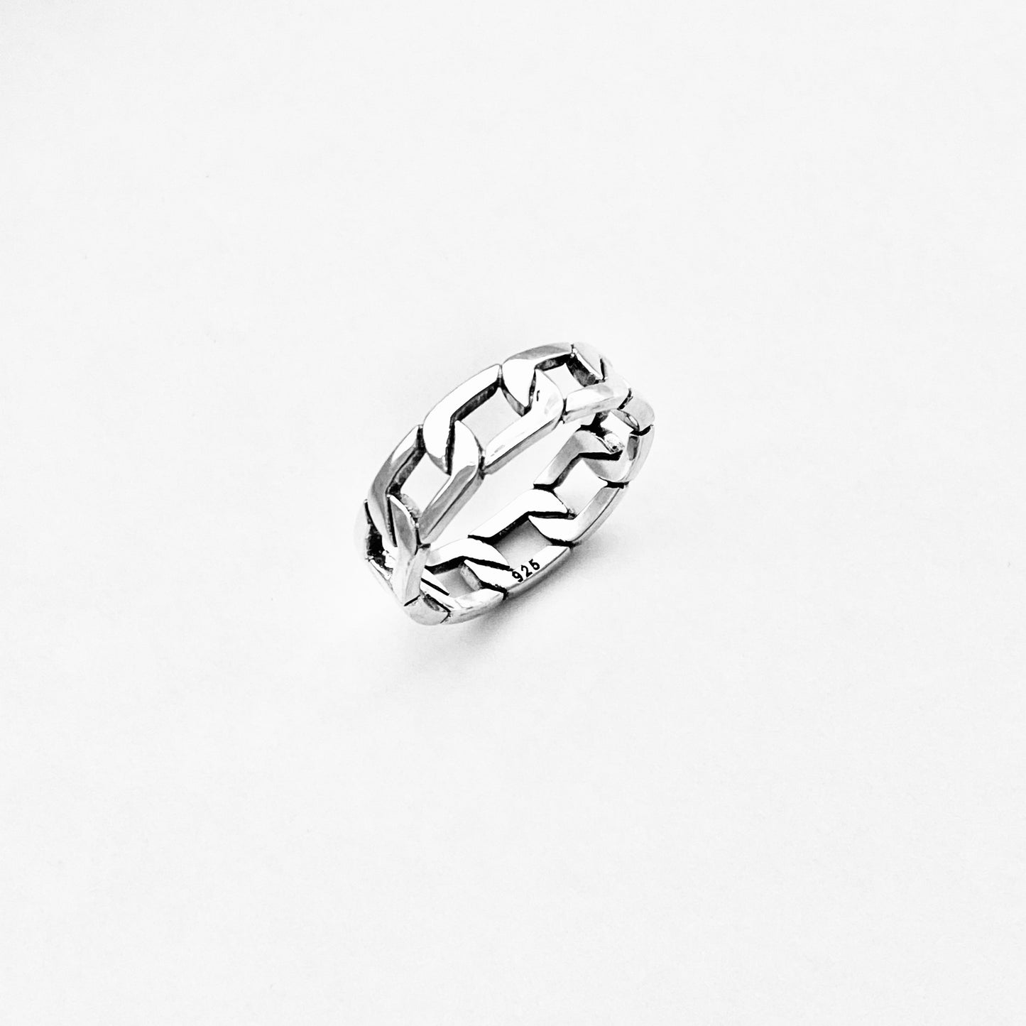 Sterling Silver Unisex Eternity Chain Link Ring, Wedding Bands, Silver Rings