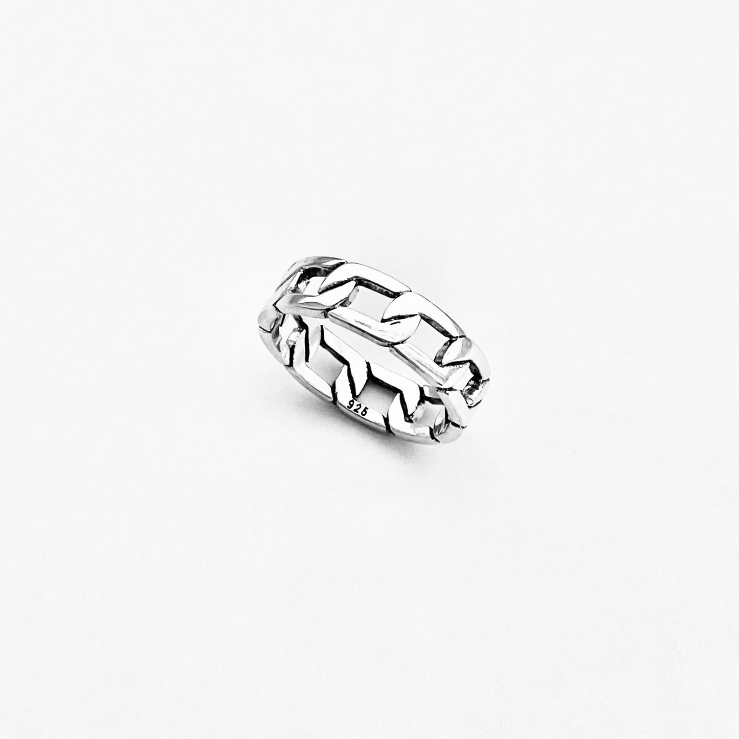 Sterling Silver Unisex Eternity Chain Link Ring, Wedding Bands, Silver Rings