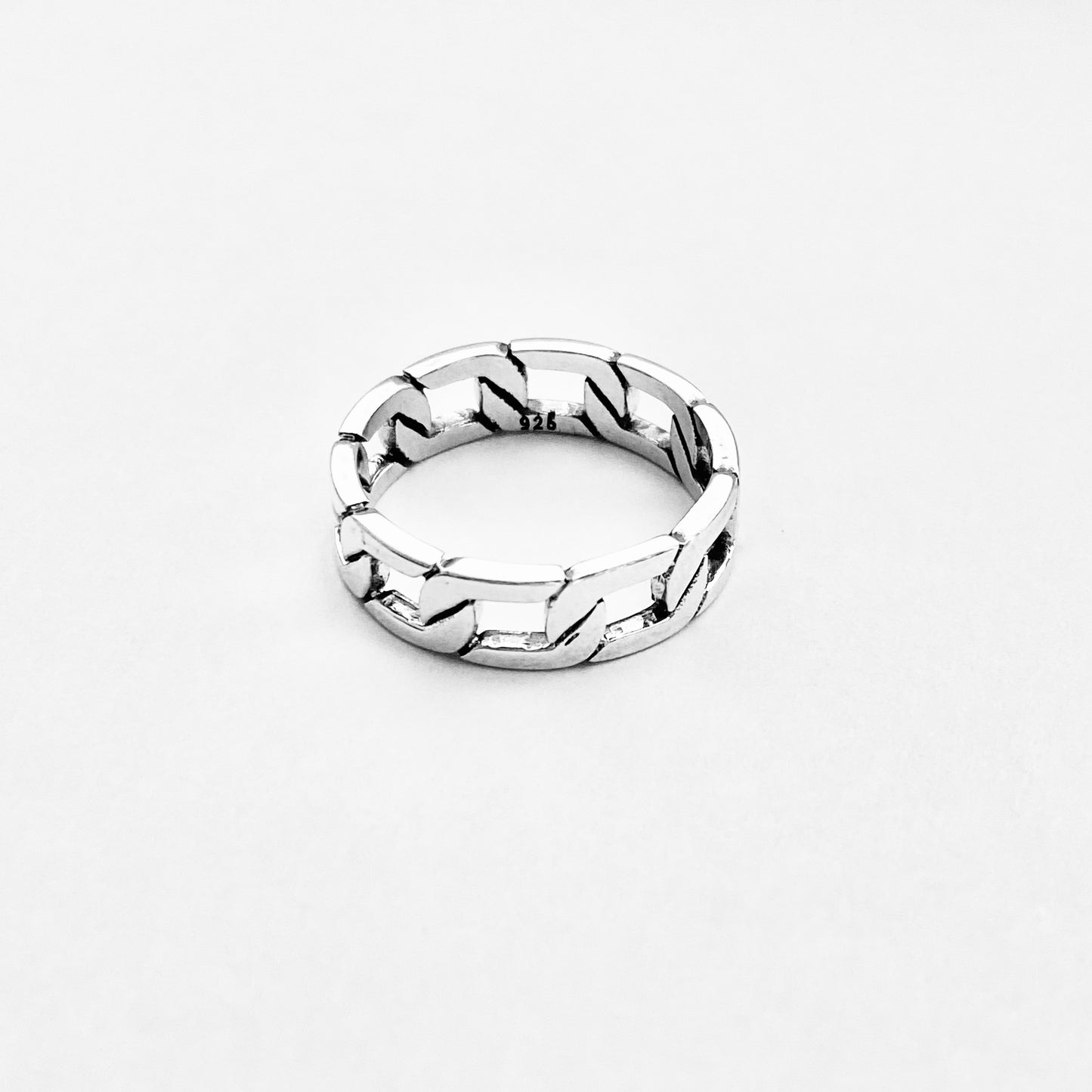 Sterling Silver Unisex Eternity Chain Link Ring, Wedding Bands, Silver Rings
