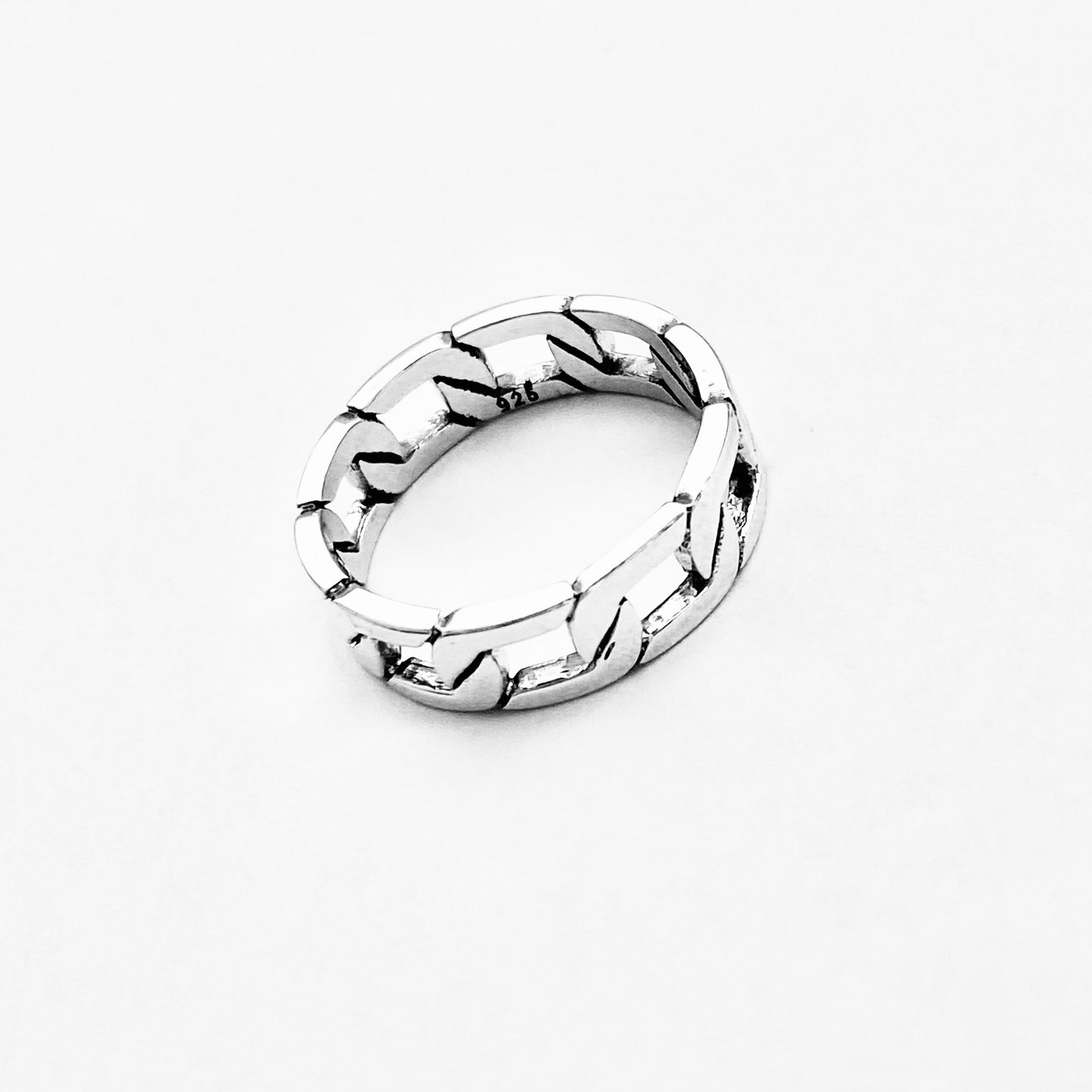 Sterling Silver Unisex Eternity Chain Link Ring, Wedding Bands, Silver Rings