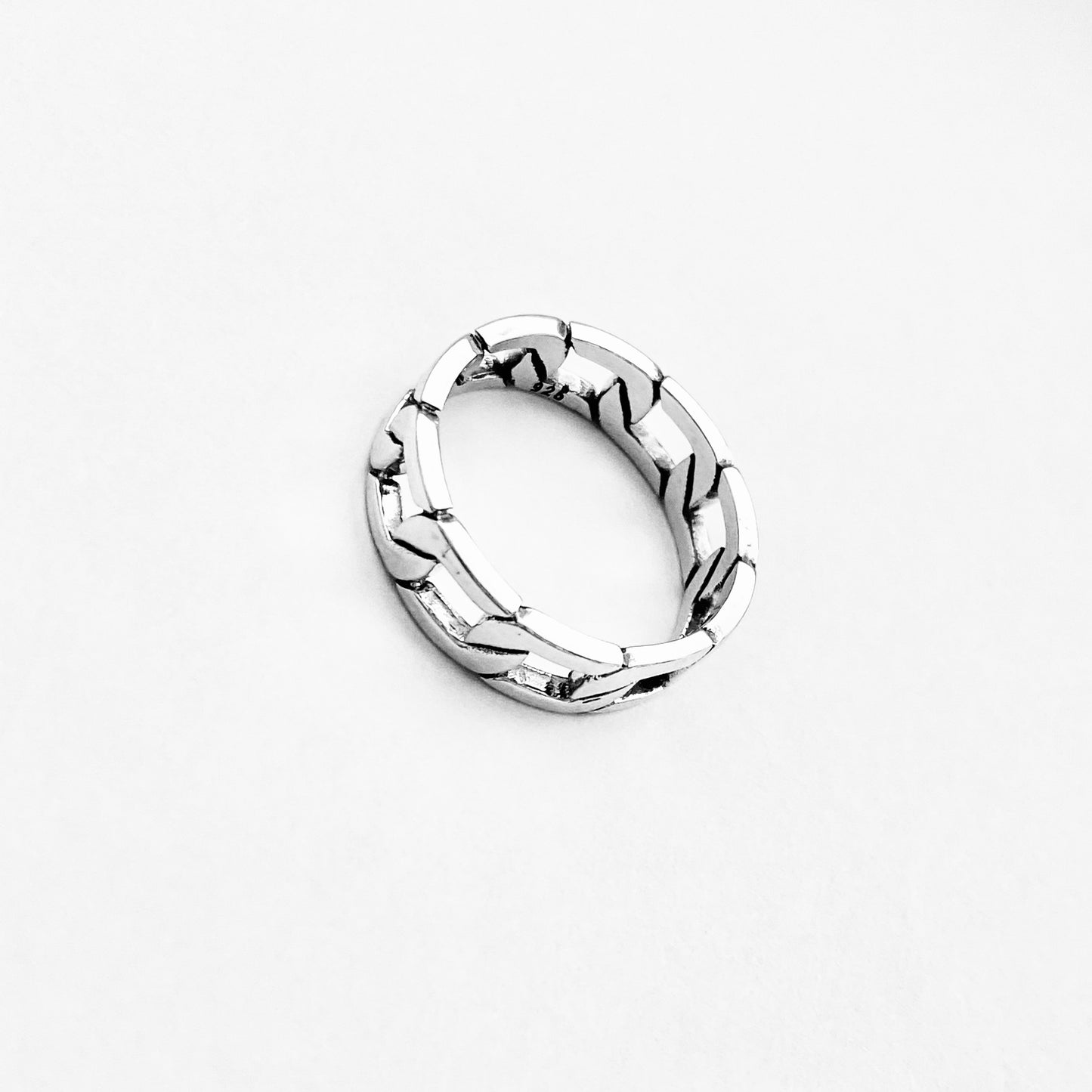 Sterling Silver Unisex Eternity Chain Link Ring, Wedding Bands, Silver Rings