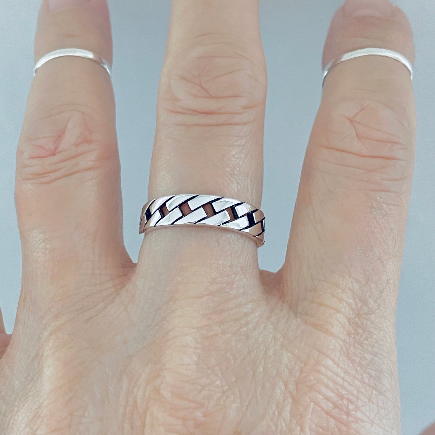 Sterling Silver Unisex Eternity Link Ring, Wedding Bands, Silver Rings, Chain Links