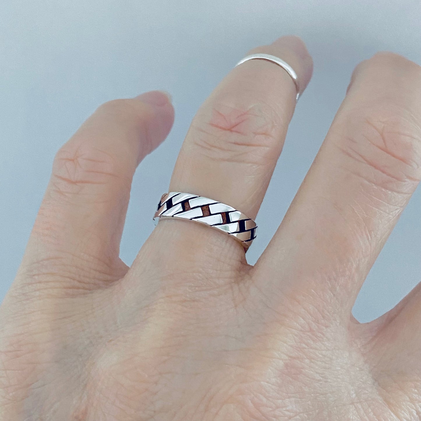 Sterling Silver Unisex Eternity Link Ring, Wedding Bands, Silver Rings, Chain Links