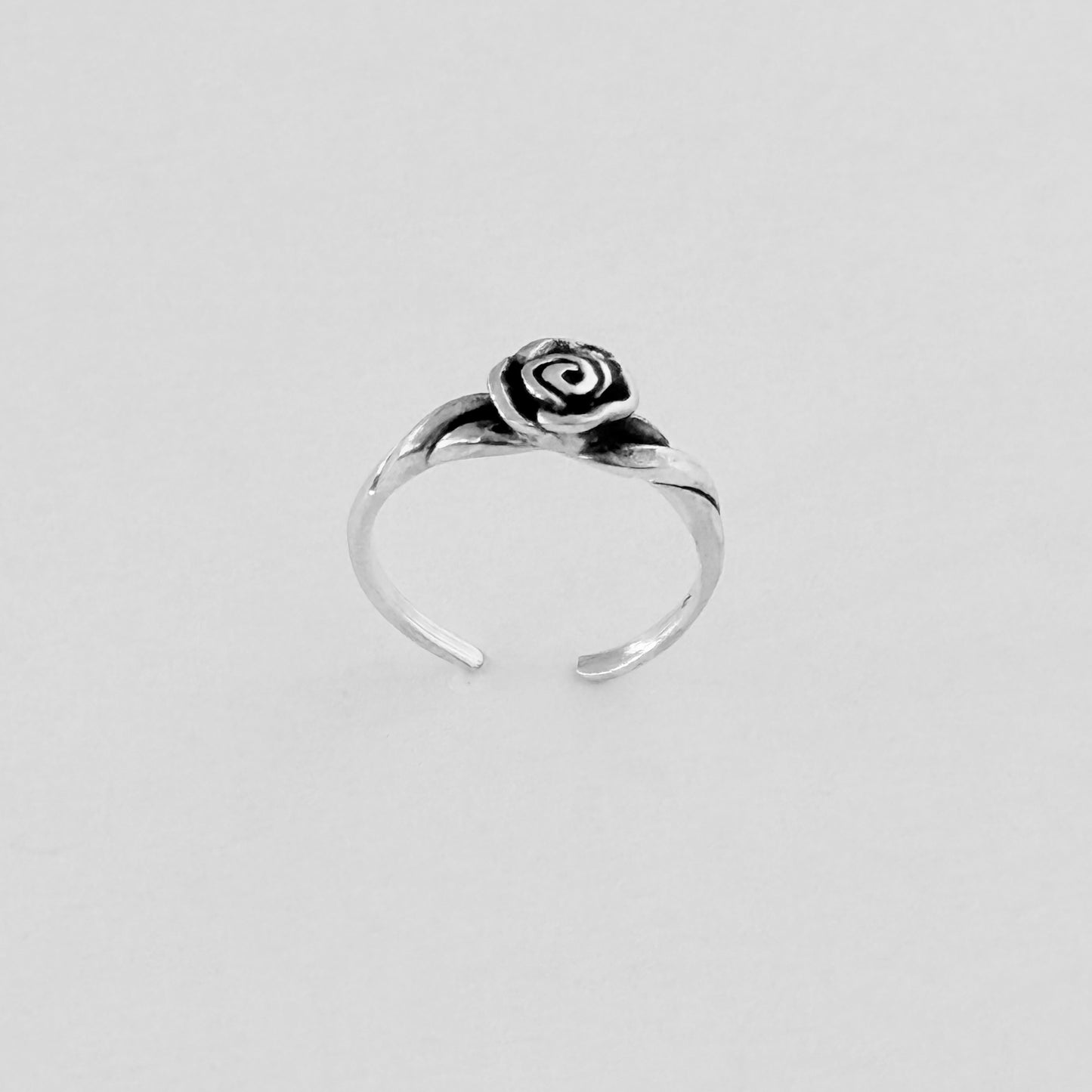 Sterling Silver Rose Toe Ring, Flower Rings, Stem Roses, Love Flowers