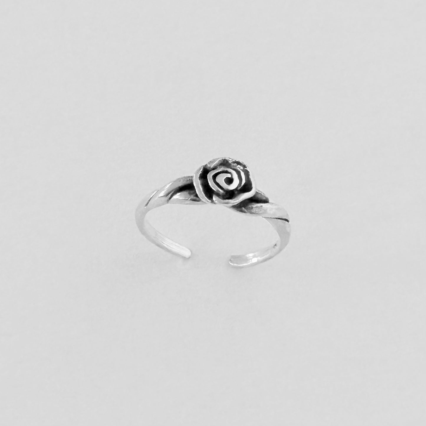 Sterling Silver Rose Toe Ring, Flower Rings, Stem Roses, Love Flowers