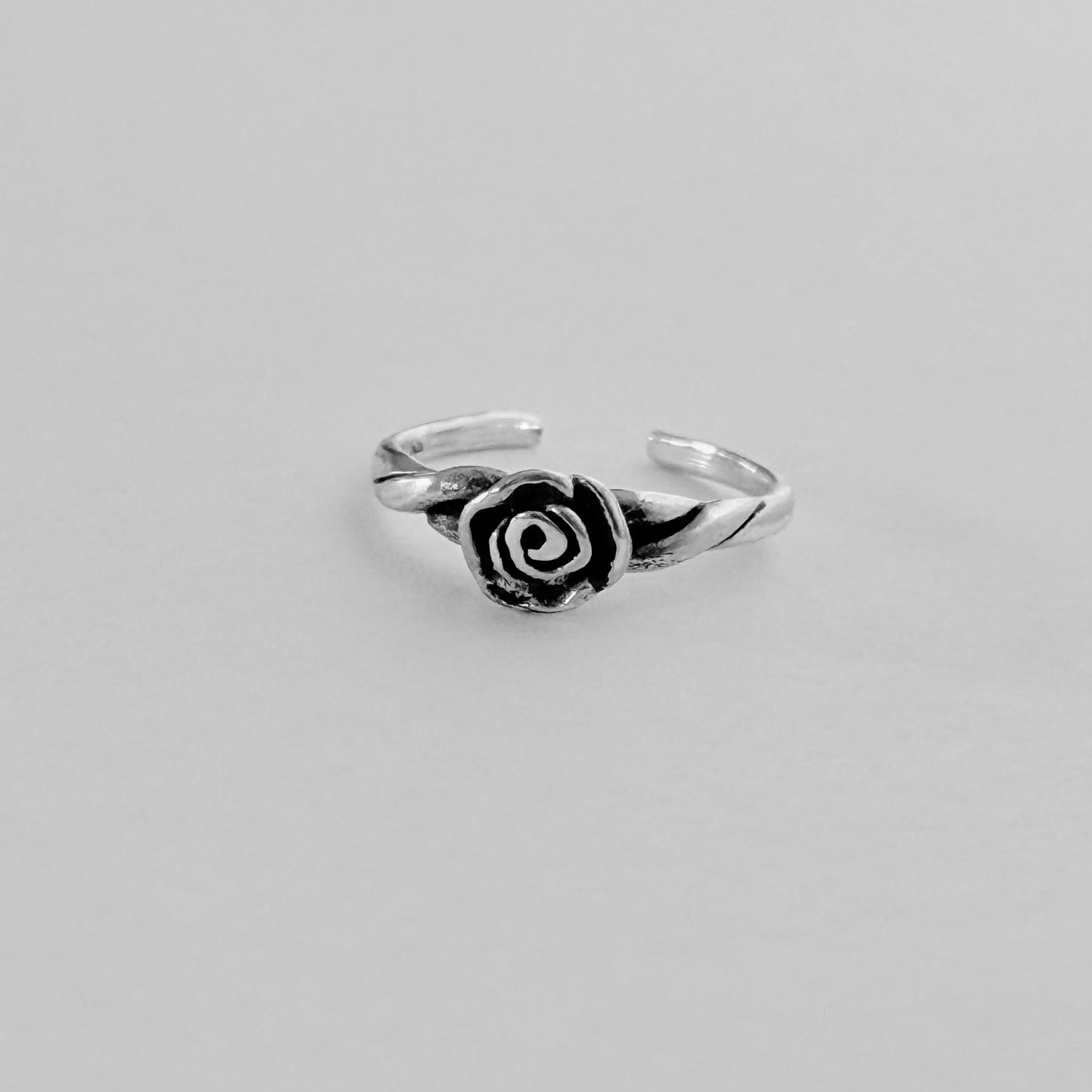 Sterling Silver Rose Toe Ring, Flower Rings, Stem Roses, Love Flowers