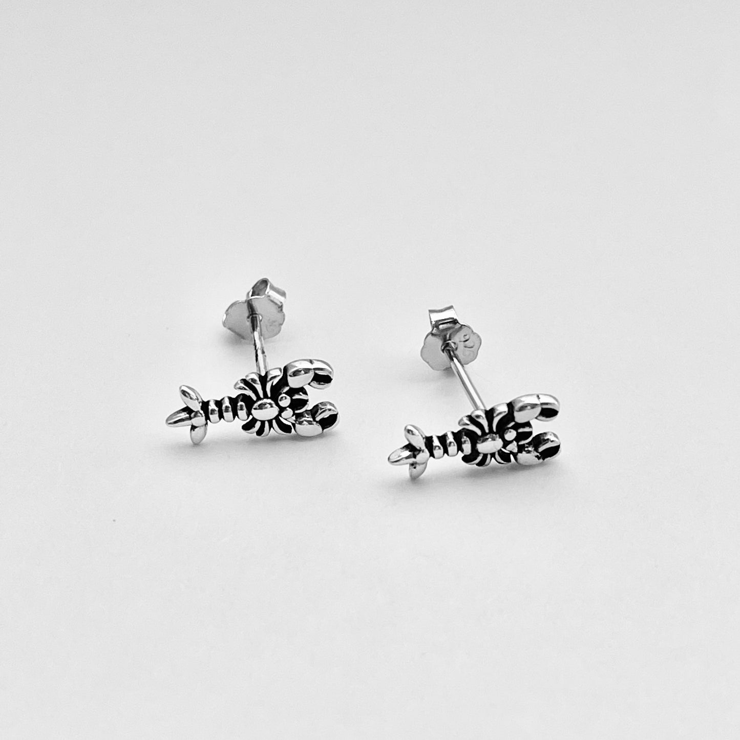 Sterling Silver Small Lobster Earrings, Seafood Earrings, Silver Crustaceans Earring