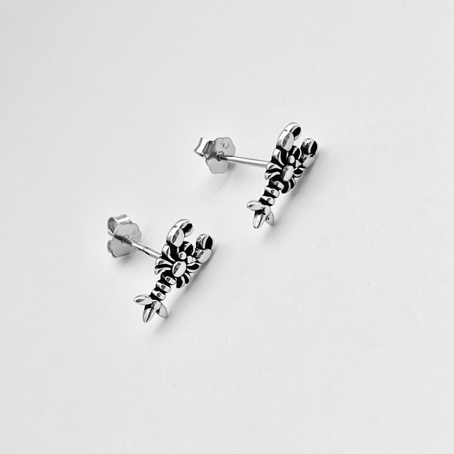 Sterling Silver Small Lobster Earrings, Seafood Earrings, Silver Crustaceans Earring