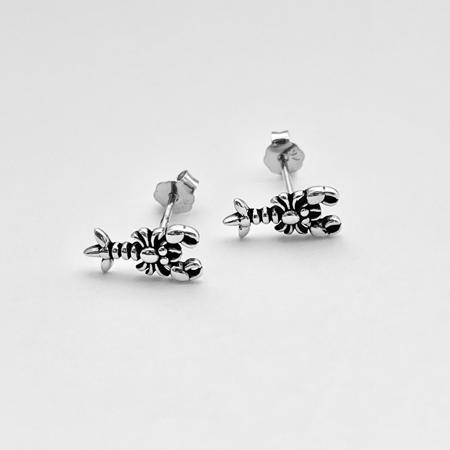 Sterling Silver Small Lobster Earrings, Seafood Earrings, Silver Crustaceans Earring