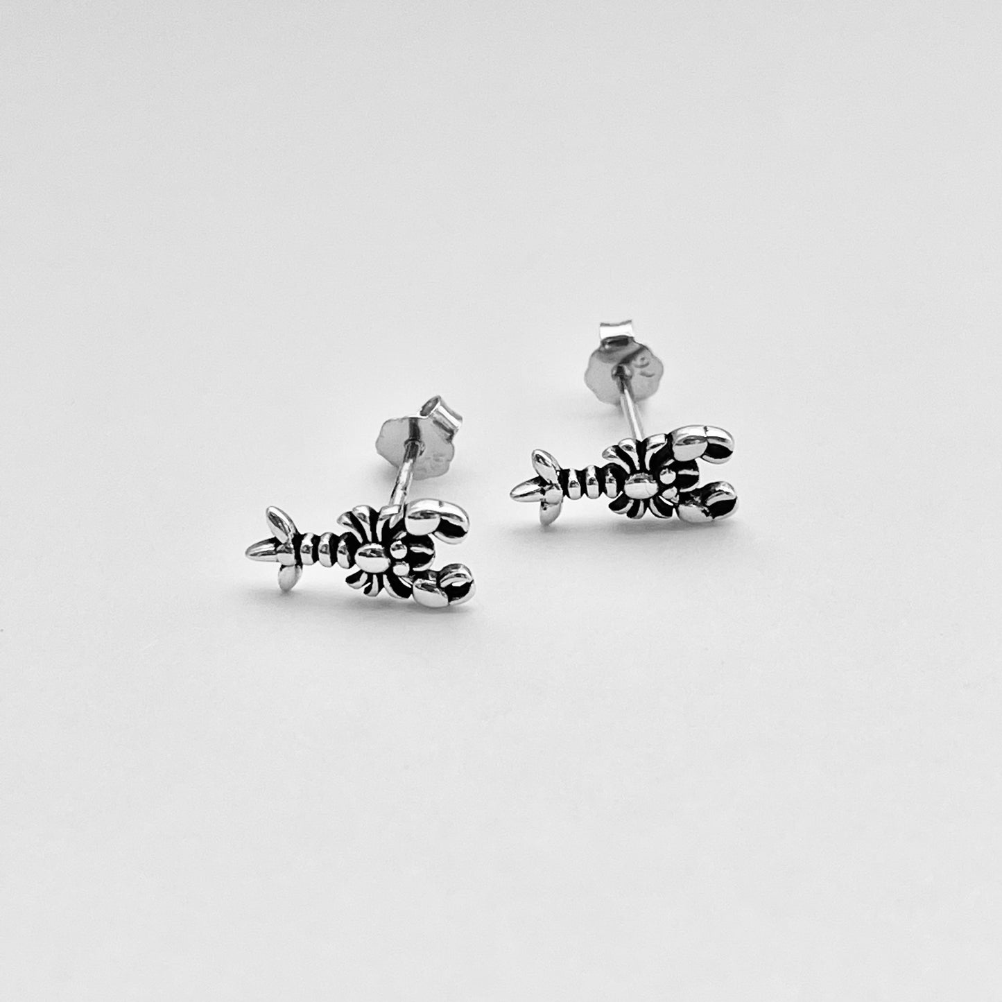 Sterling Silver Small Lobster Earrings, Seafood Earrings, Silver Crustaceans Earring