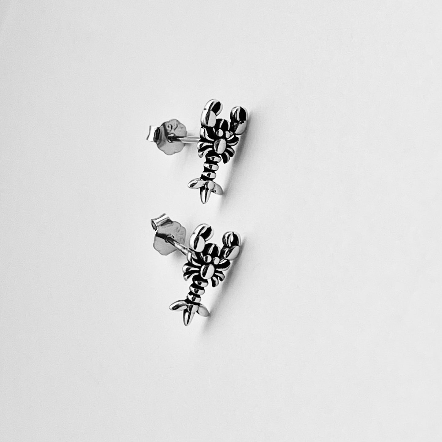 Sterling Silver Small Lobster Earrings, Seafood Earrings, Silver Crustaceans Earring