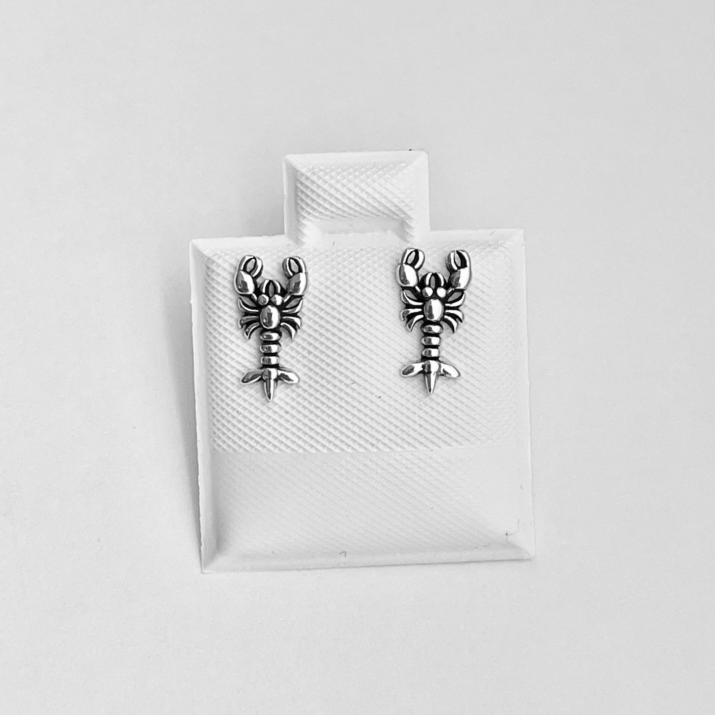 Sterling Silver Small Lobster Earrings, Seafood Earrings, Silver Crustaceans Earring