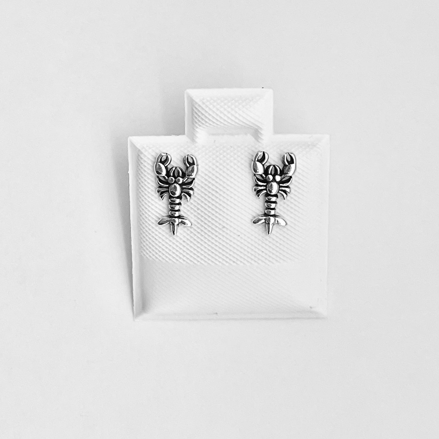 Sterling Silver Small Lobster Earrings, Seafood Earrings, Silver Crustaceans Earring