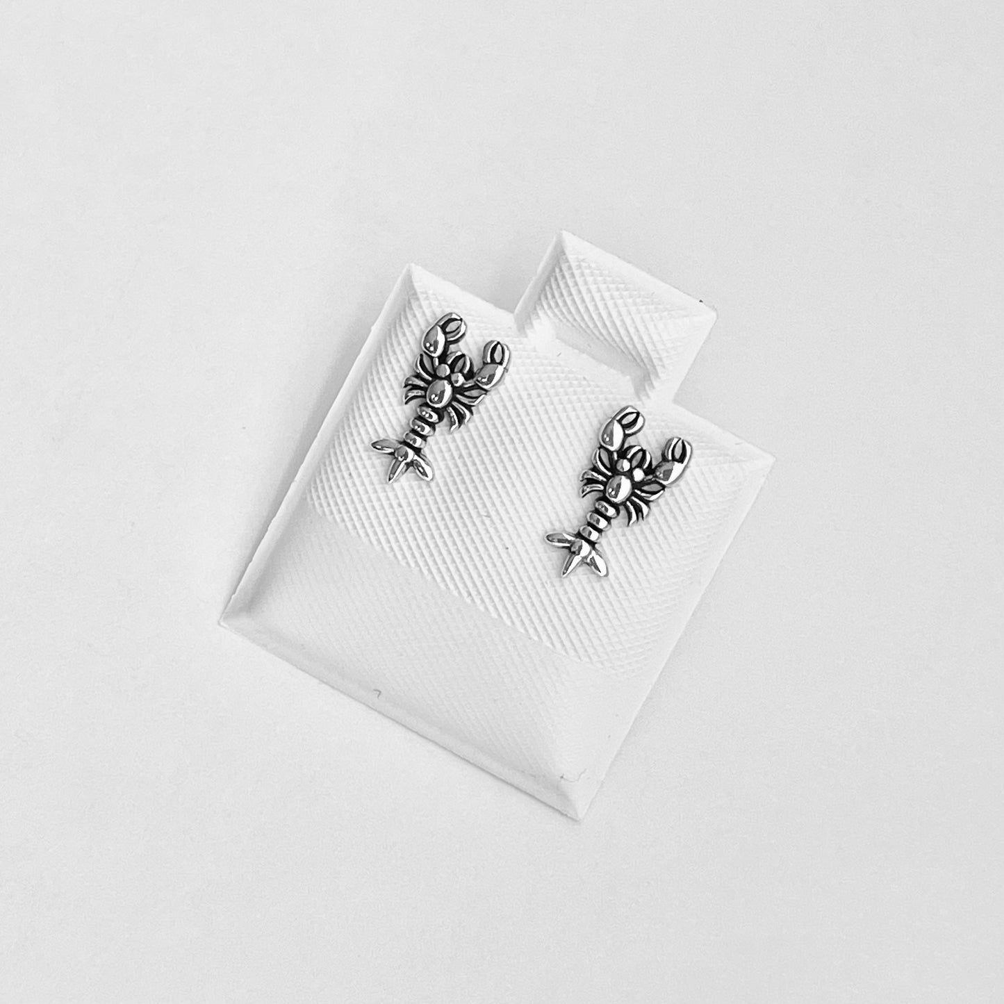Sterling Silver Small Lobster Earrings, Seafood Earrings, Silver Crustaceans Earring
