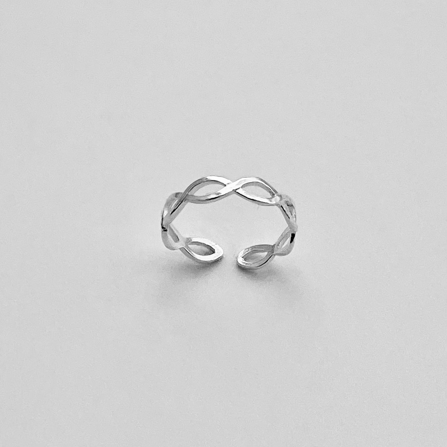 925 Sterling Silver Thin Braided Toe Ring | Dainty Midi Pinky Infinity Rings