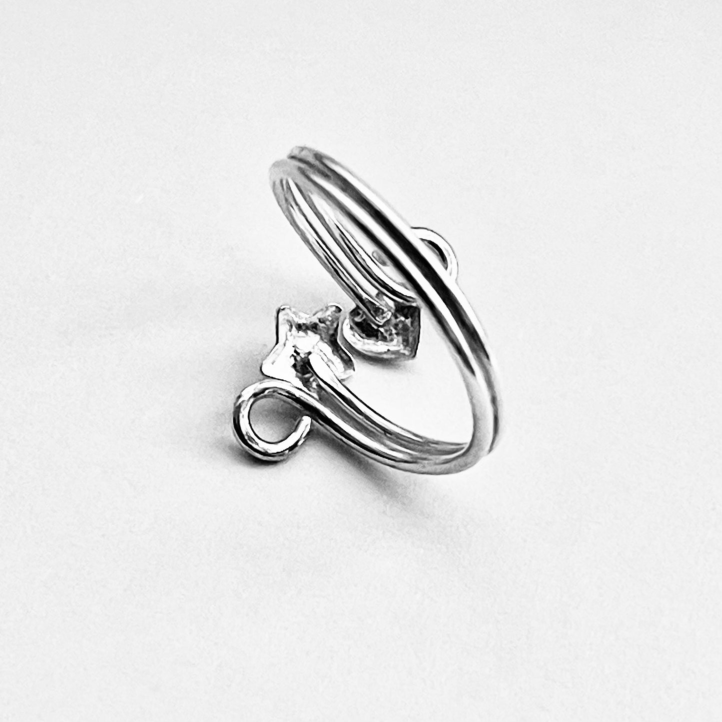 Sterling Silver Wire Heart and Star Toe Ring | Delicate Swirl Celestial Silver Rings