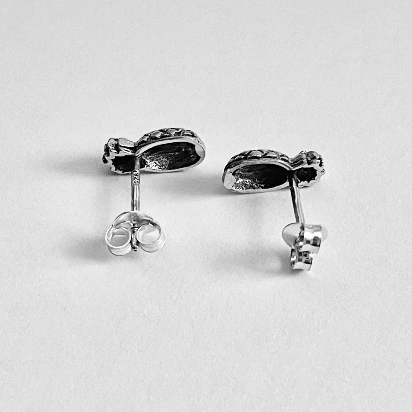 Sterling Silver Pineapple Stud Earring, Tropical Tree Jewelry, Fruit Earrings,