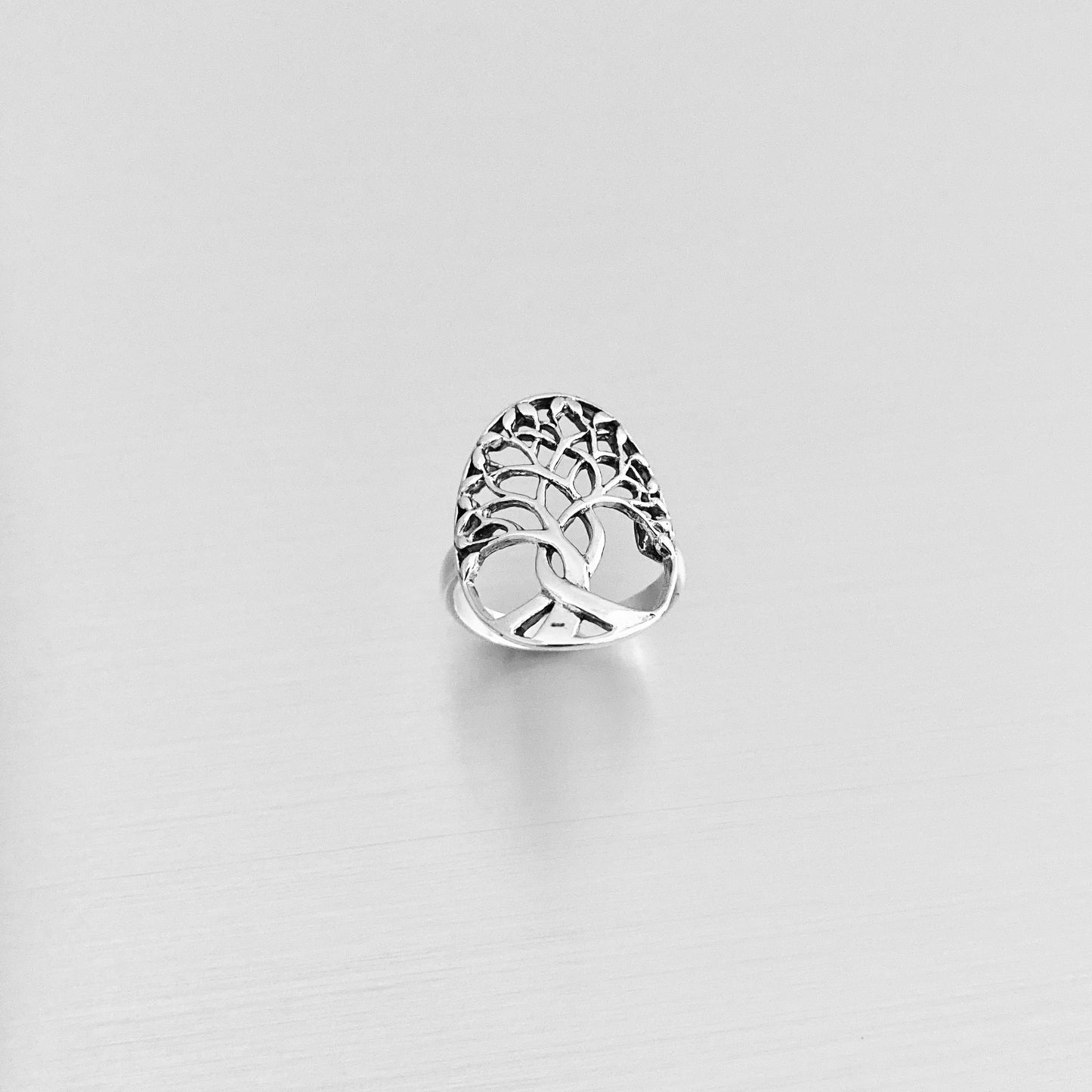 Sterling Silver Statement Large Tree of Life Ring, Leaf Rings, Lucky Fortune Jewelry
