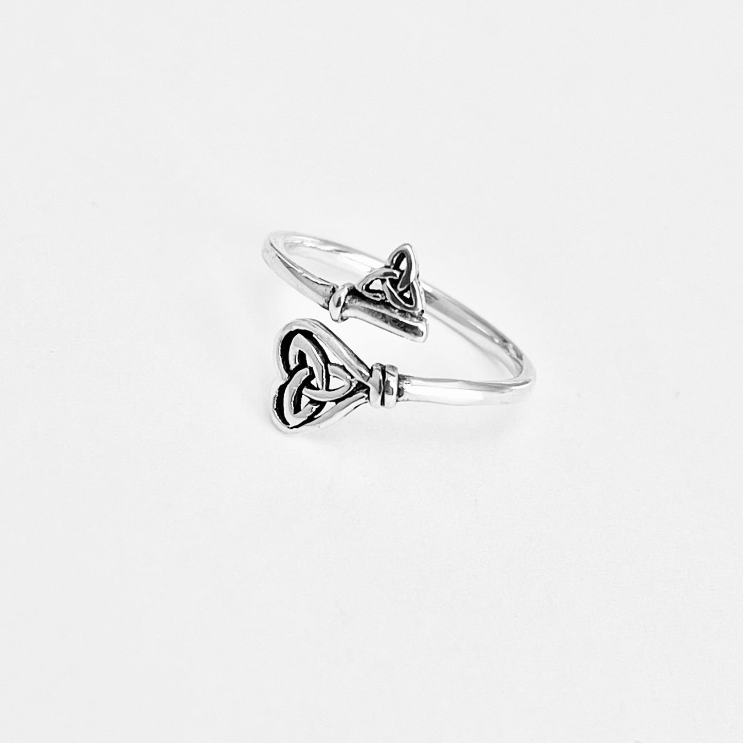 Sterling Silver Delicate Wraparound Triquetra Heart Key Ring, Silver Rings, Love Keys, Celtic Knots