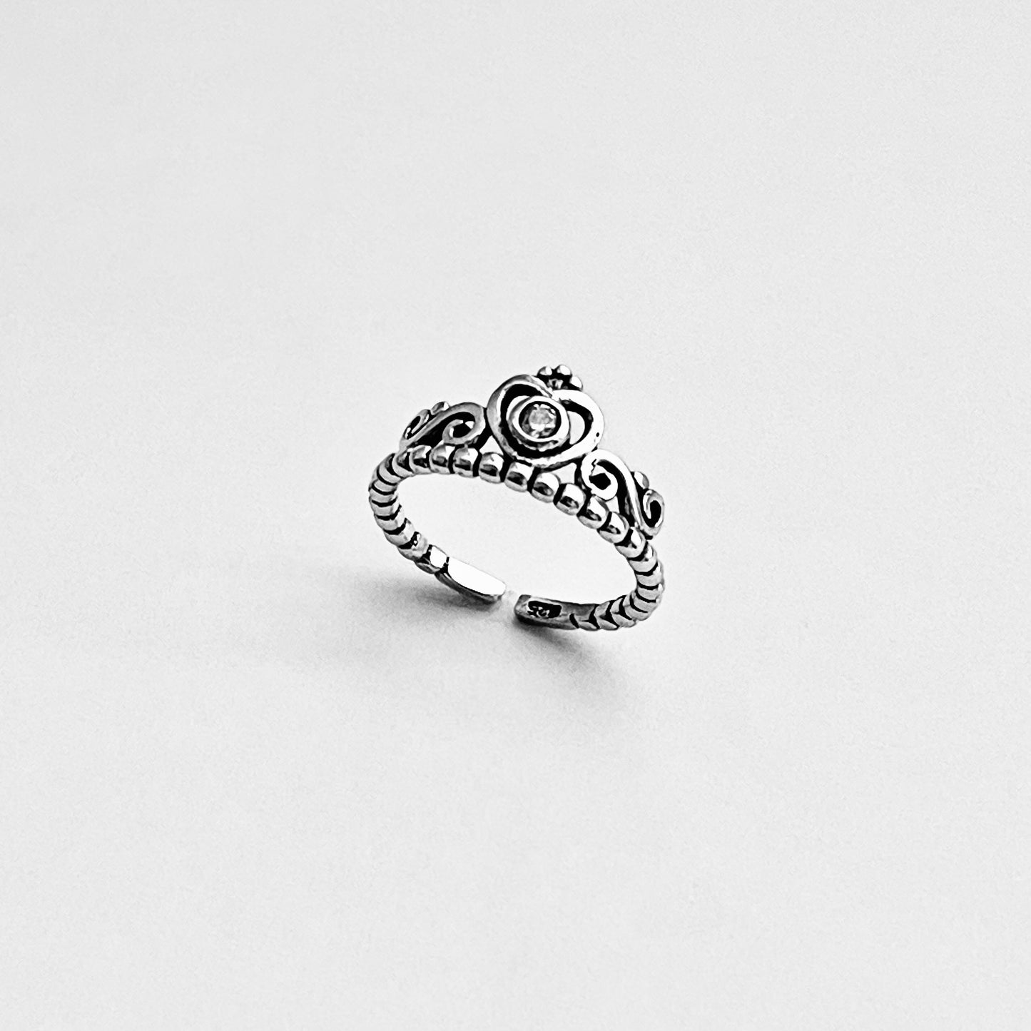 925 Sterling Silver Victorian CZ Crown Toe Ring | Queen Princess Silver Rings