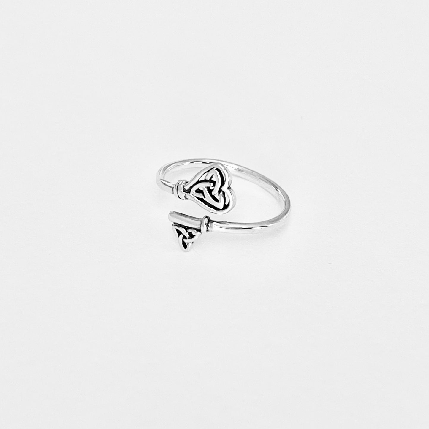 Sterling Silver Delicate Wraparound Triquetra Heart Key Ring, Silver Rings, Love Keys, Celtic Knots