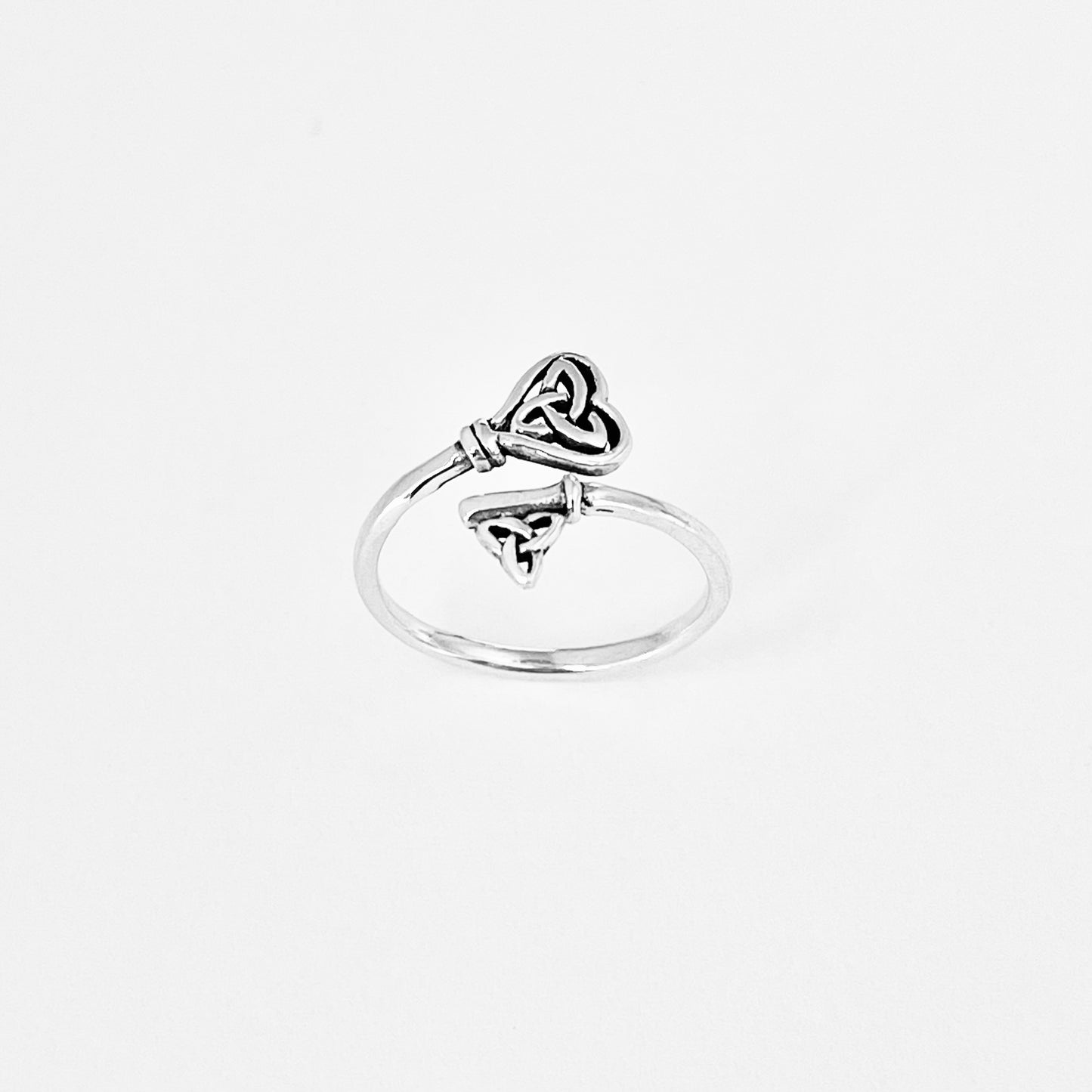Sterling Silver Delicate Wraparound Triquetra Heart Key Ring, Silver Rings, Love Keys, Celtic Knots