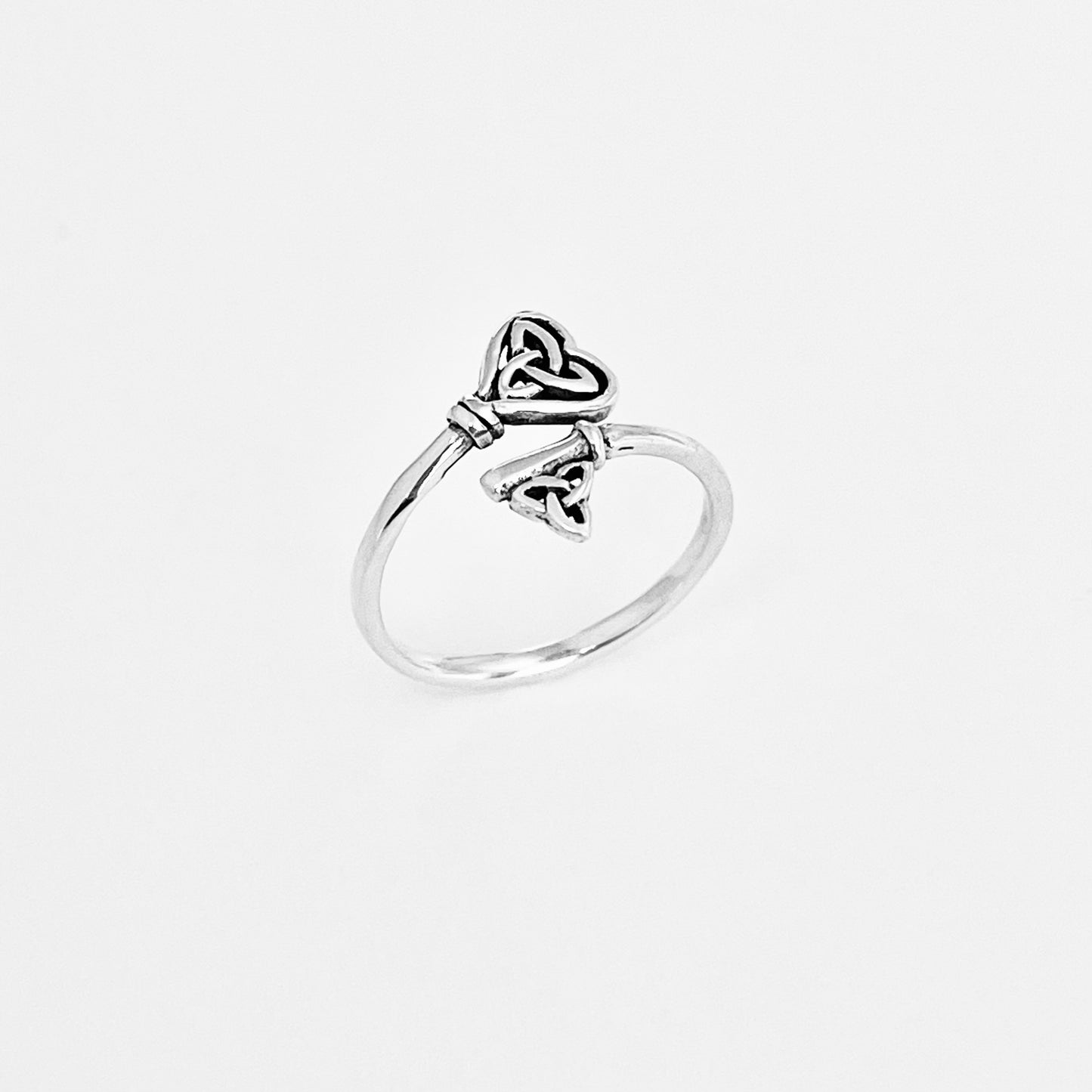 Sterling Silver Delicate Wraparound Triquetra Heart Key Ring, Silver Rings, Love Keys, Celtic Knots