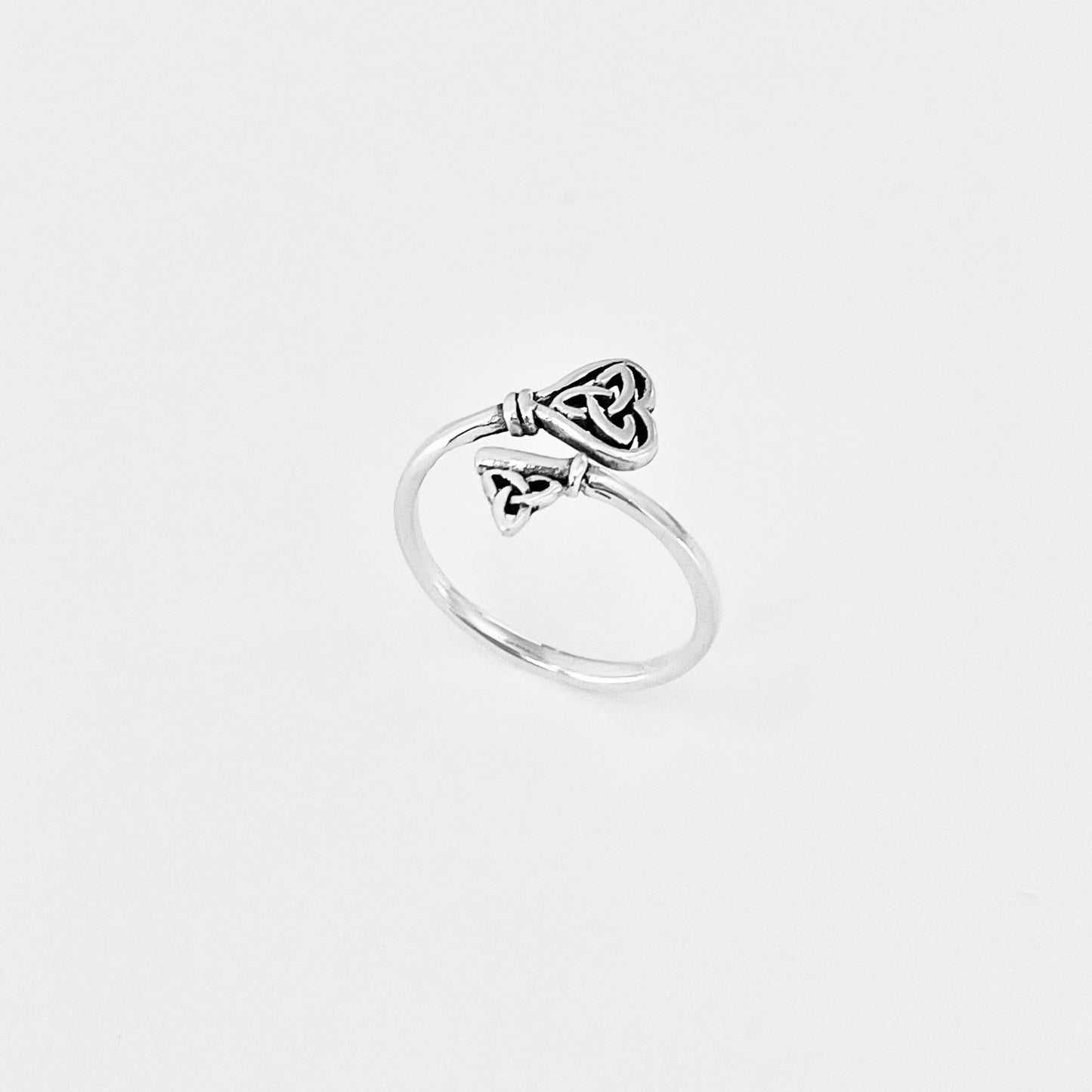 Sterling Silver Delicate Wraparound Triquetra Heart Key Ring, Silver Rings, Love Keys, Celtic Knots