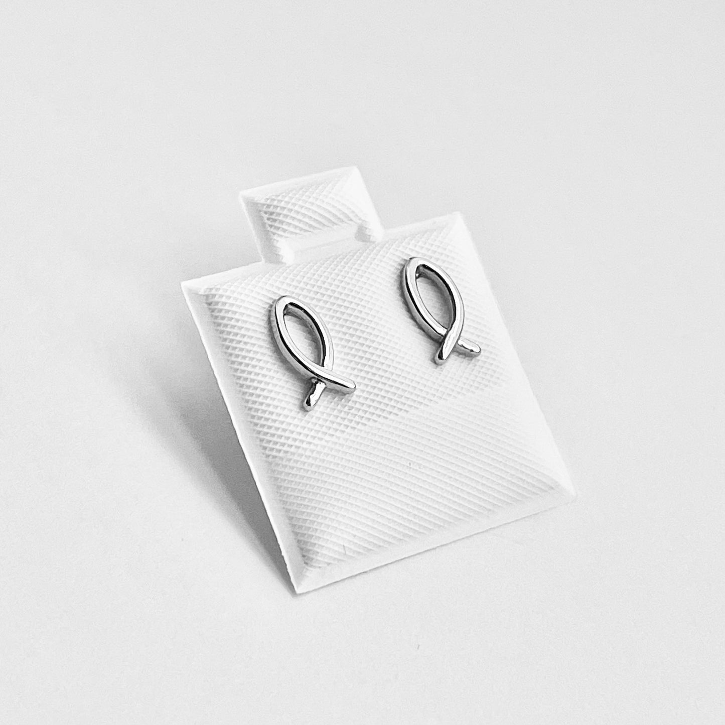 925 Sterling Silver Icthus Stud Earrings – Christian Fish Silver Earrings, Religious Jewelry