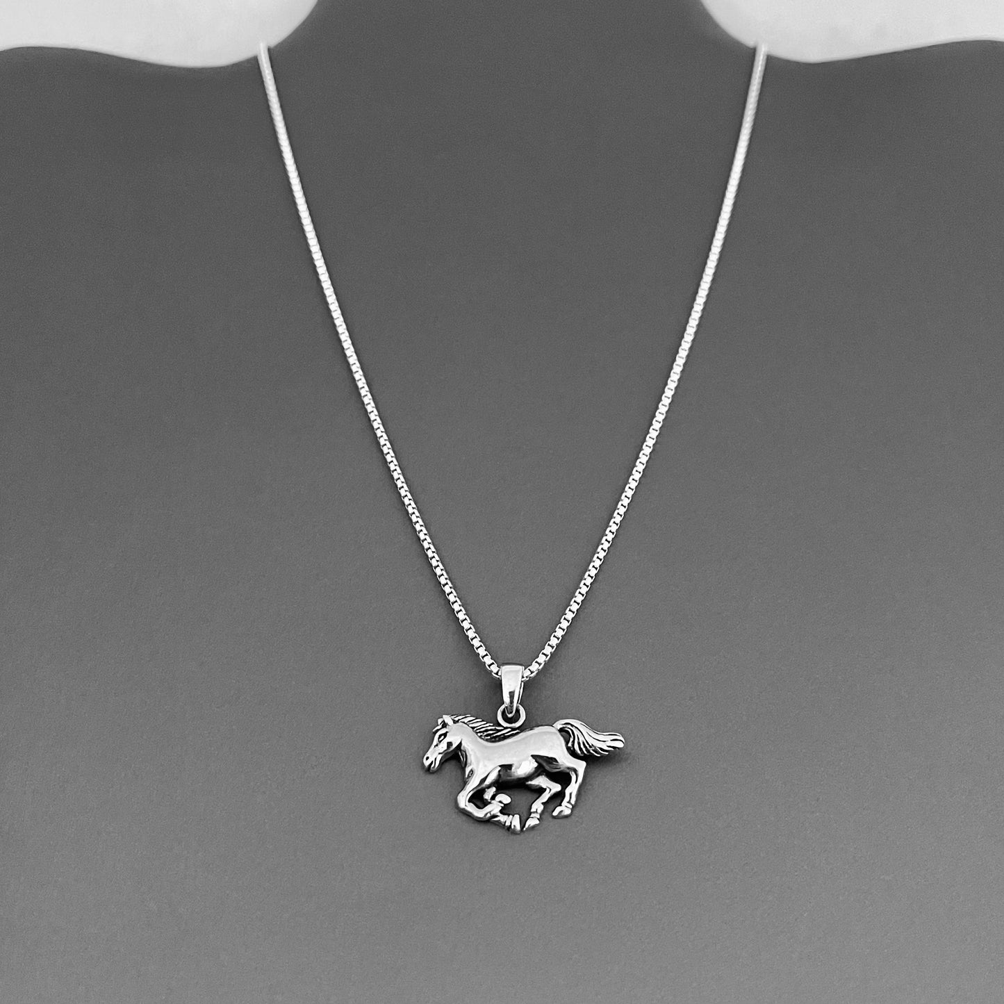 Sterling Silver Horse Necklace, Animal Chain, Mustang Necklaces, Horseback Riding