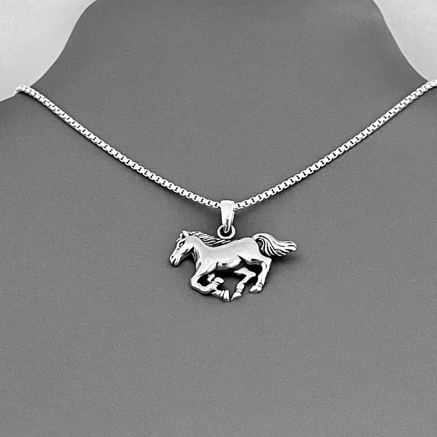 Sterling Silver Horse Necklace, Animal Chain, Mustang Necklaces, Horseback Riding