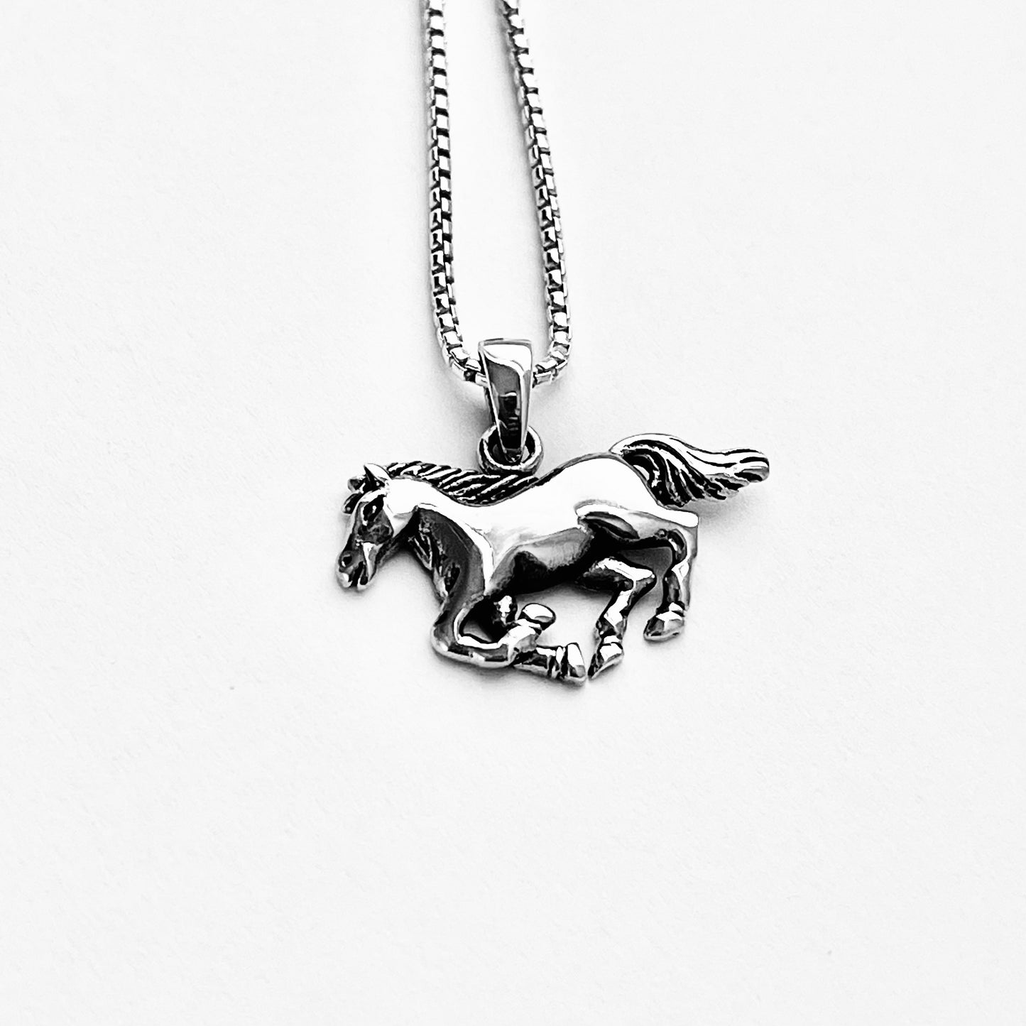 Sterling Silver Horse Necklace, Animal Chain, Mustang Necklaces, Horseback Riding