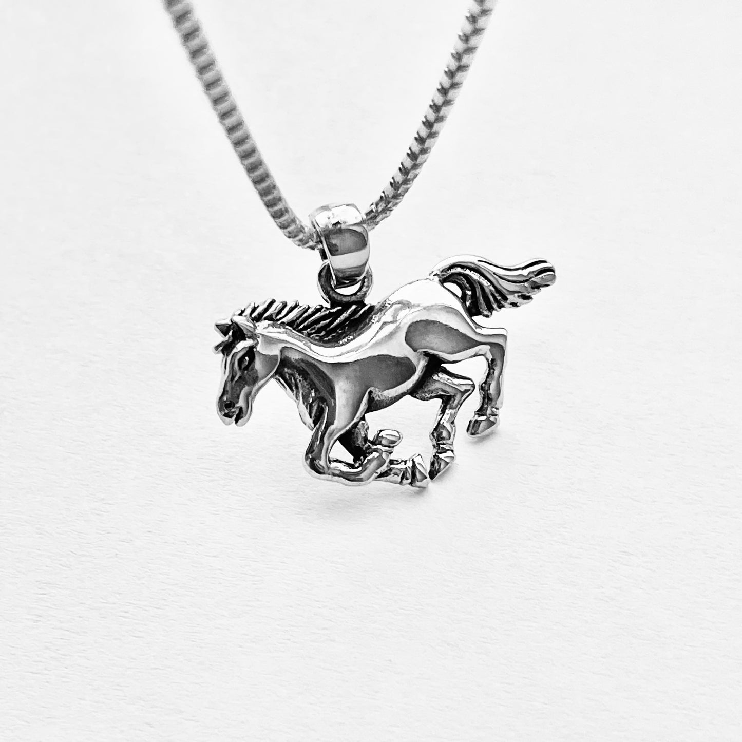 Sterling Silver Horse Necklace, Animal Chain, Mustang Necklaces, Horseback Riding