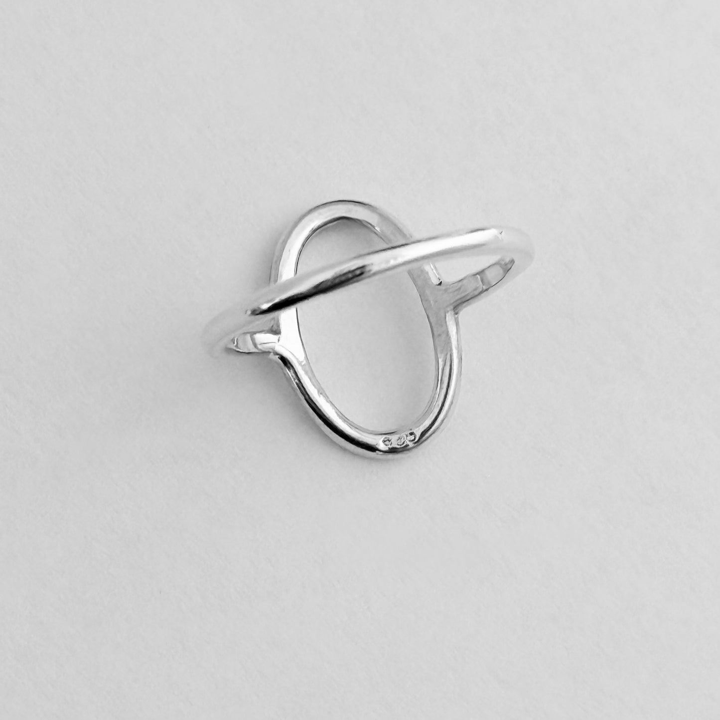 Sterling Silver Large Open Oval Ring | Egg Shape Halo Statement Silver Rings