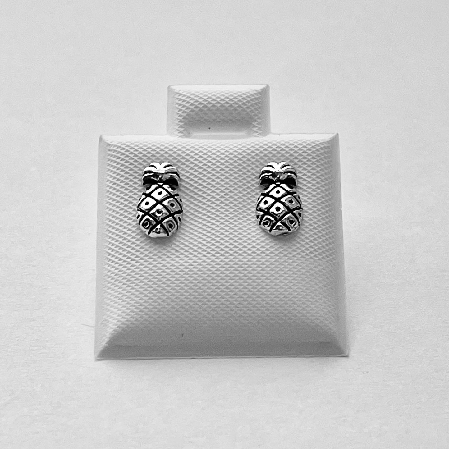 Sterling Silver Small Pineapple Earring, Tropical Fruit Earrings, Stud Silver Earring