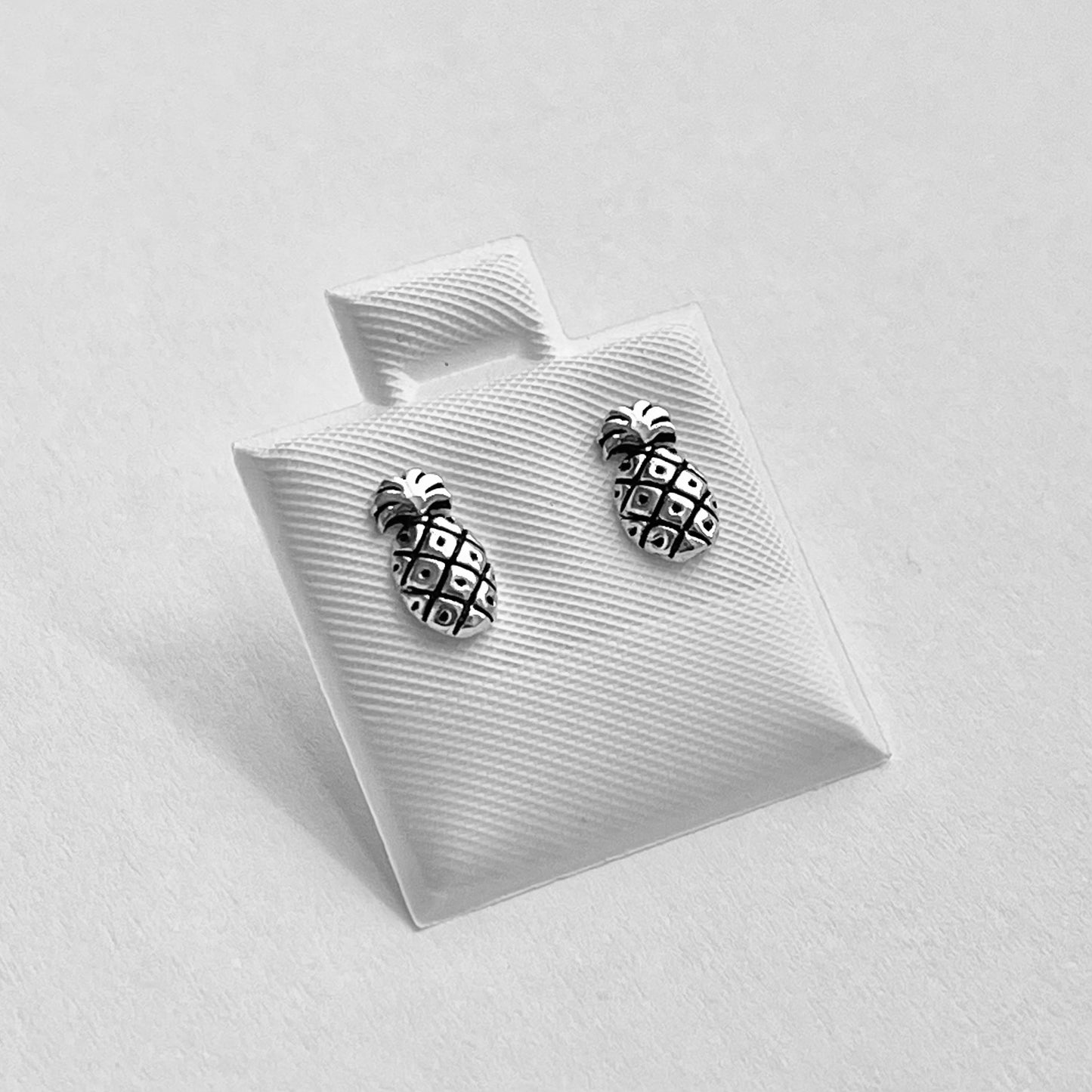 Sterling Silver Small Pineapple Earring, Tropical Fruit Earrings, Stud Silver Earring