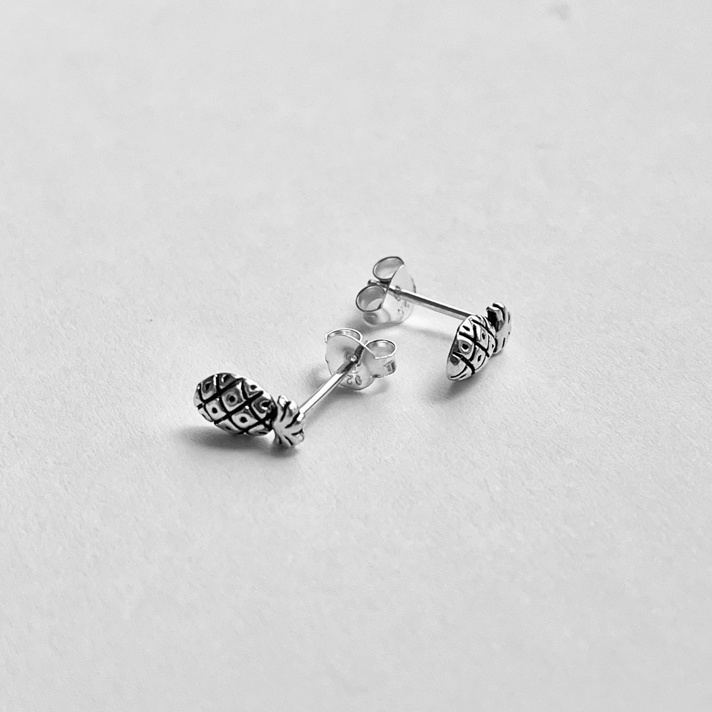 Sterling Silver Small Pineapple Earring, Tropical Fruit Earrings, Stud Silver Earring