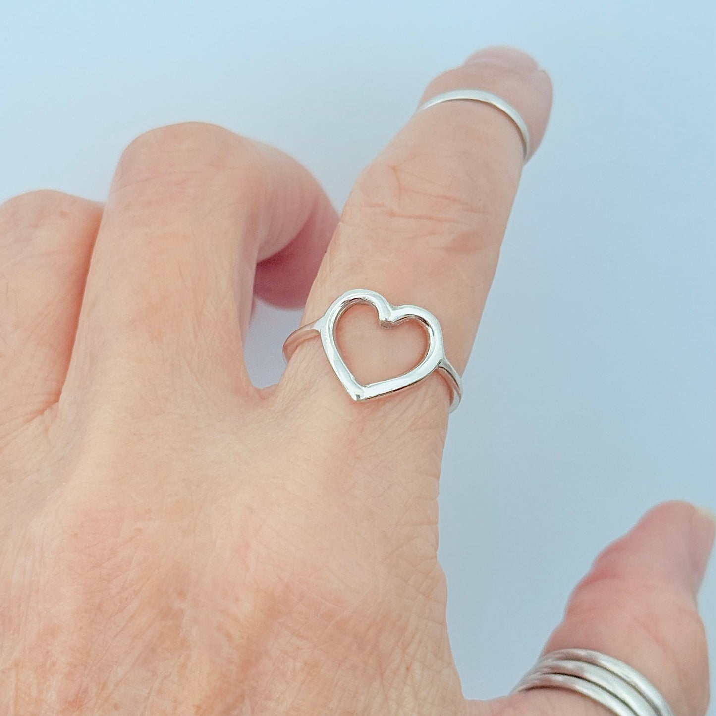 Sterling Silver Open Heart Ring, Silver Rings, Statement Hearts, Eternity Love