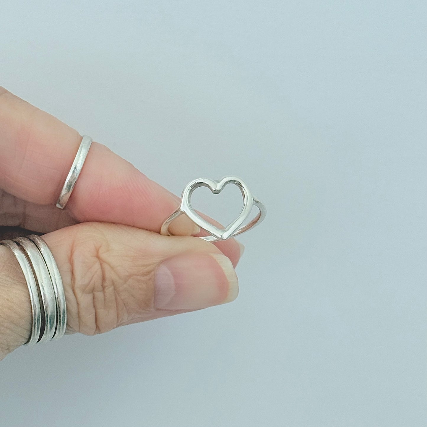 Sterling Silver Open Heart Ring, Silver Rings, Statement Hearts, Eternity Love