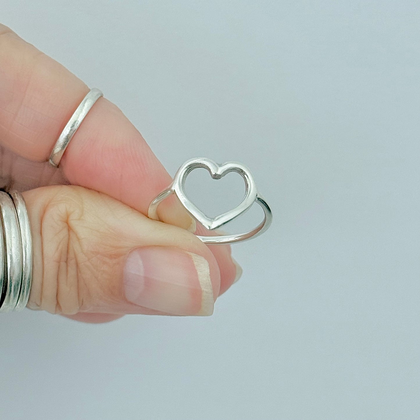 Sterling Silver Open Heart Ring, Silver Rings, Statement Hearts, Eternity Love
