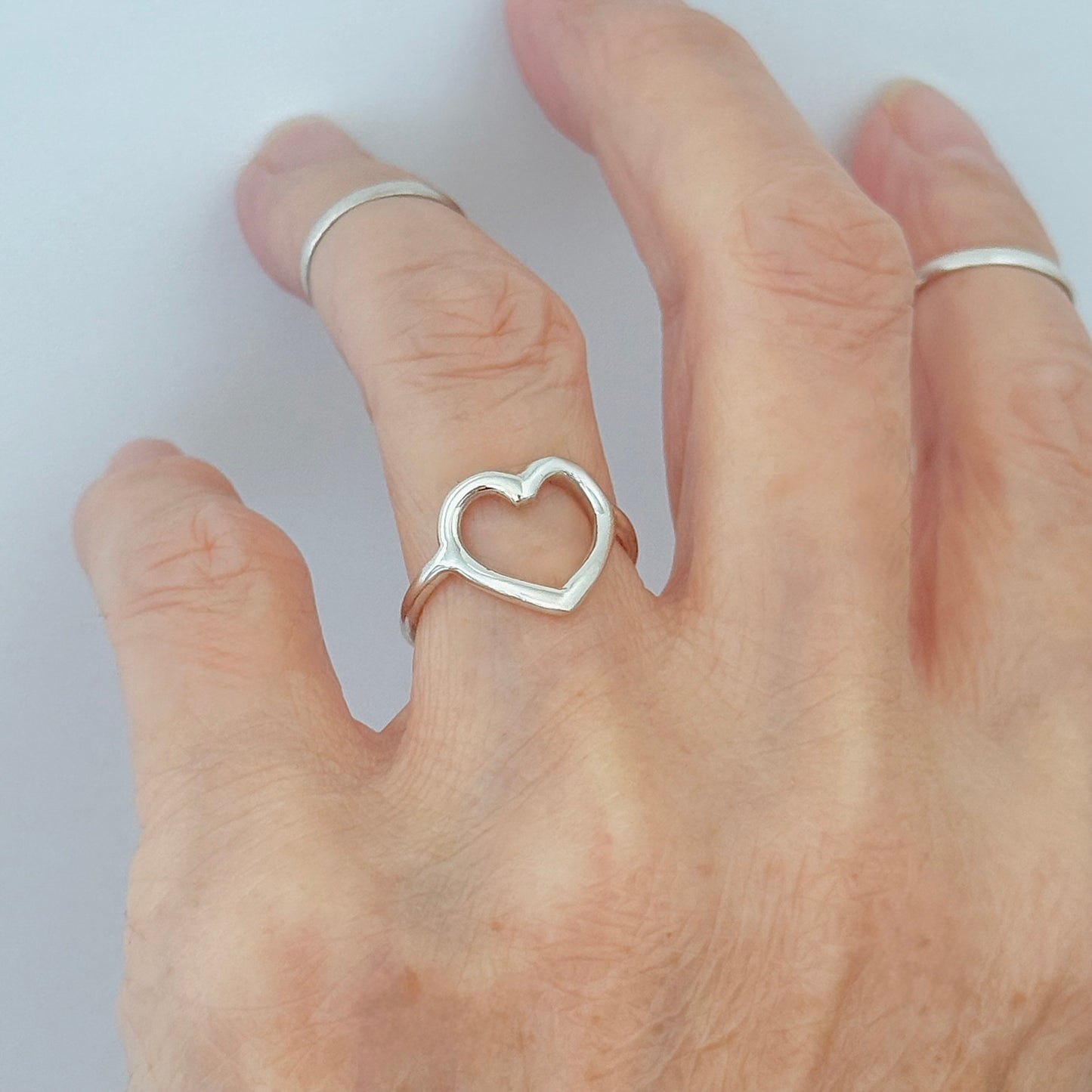 Sterling Silver Open Heart Ring, Silver Rings, Statement Hearts, Eternity Love