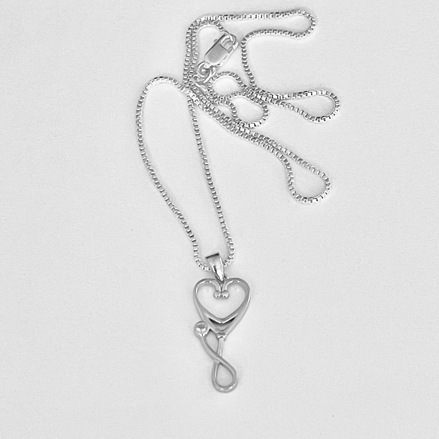 Sterling Silver CZ Diaphragm Heart Stethoscope Necklace, Doctor Necklaces, Nurse, Hearts