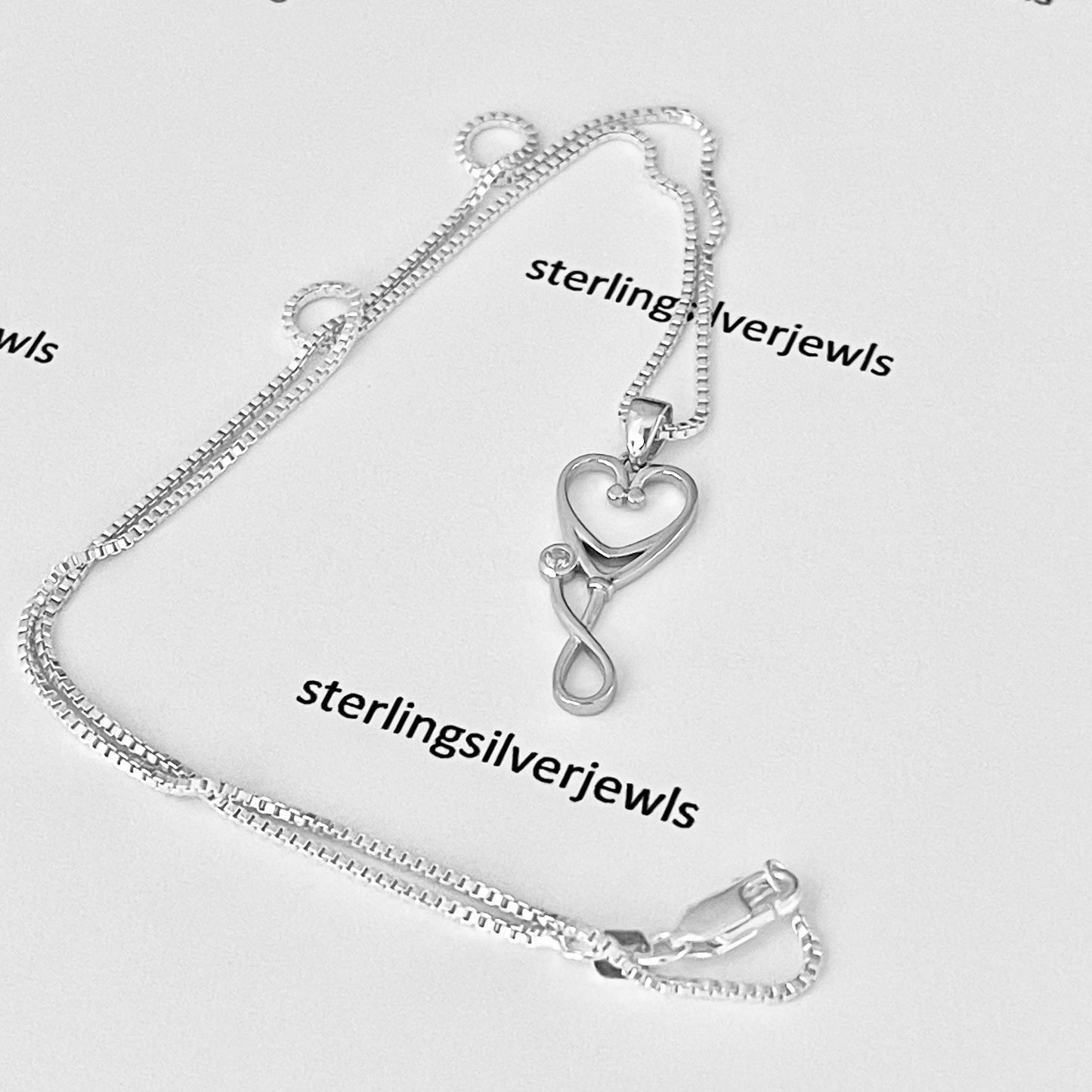 Sterling Silver CZ Diaphragm Heart Stethoscope Necklace, Doctor Necklaces, Nurse, Hearts