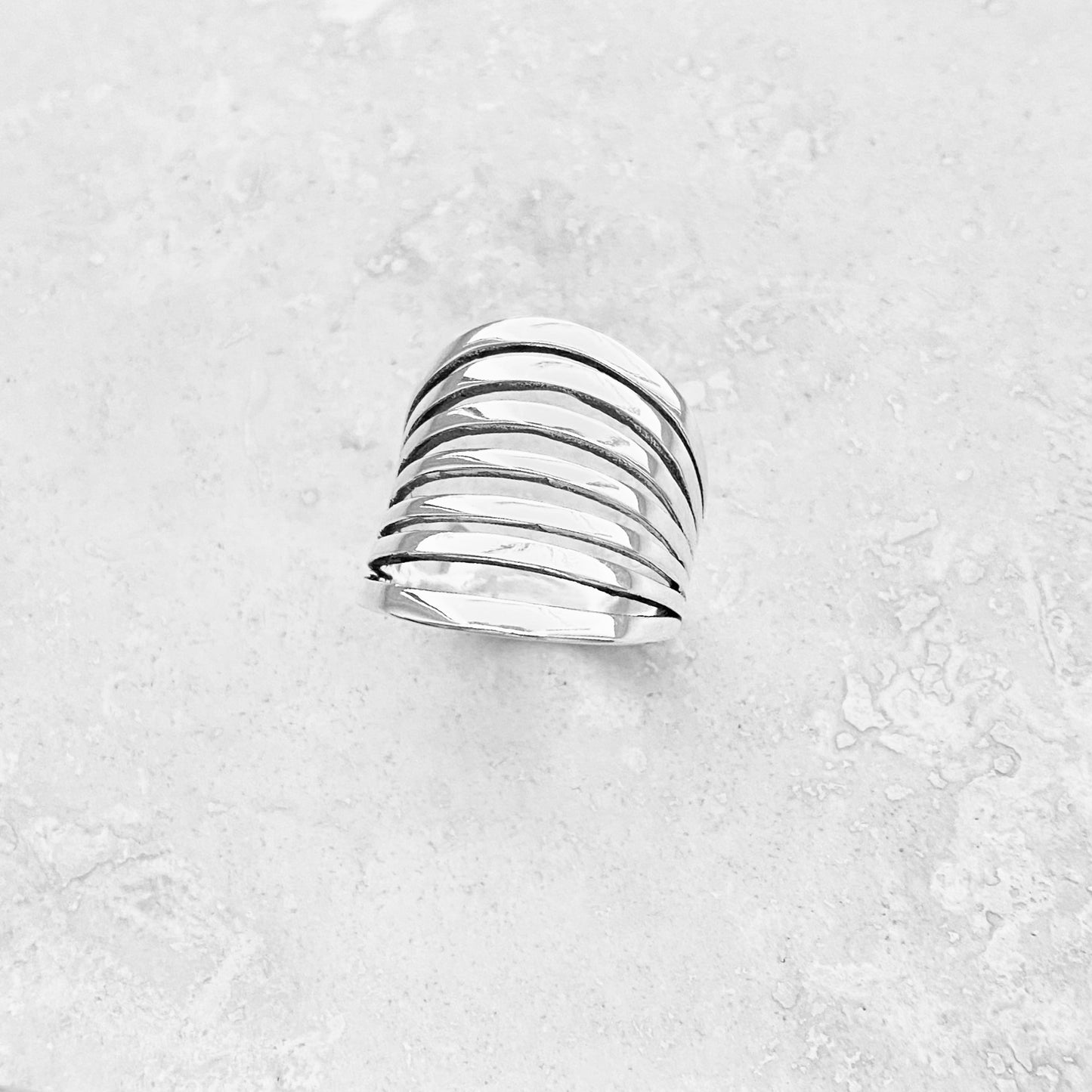 Sterling Silver Statement Multiple Lines Ring, Boho Ring, Silver Rings, Wide Ring
