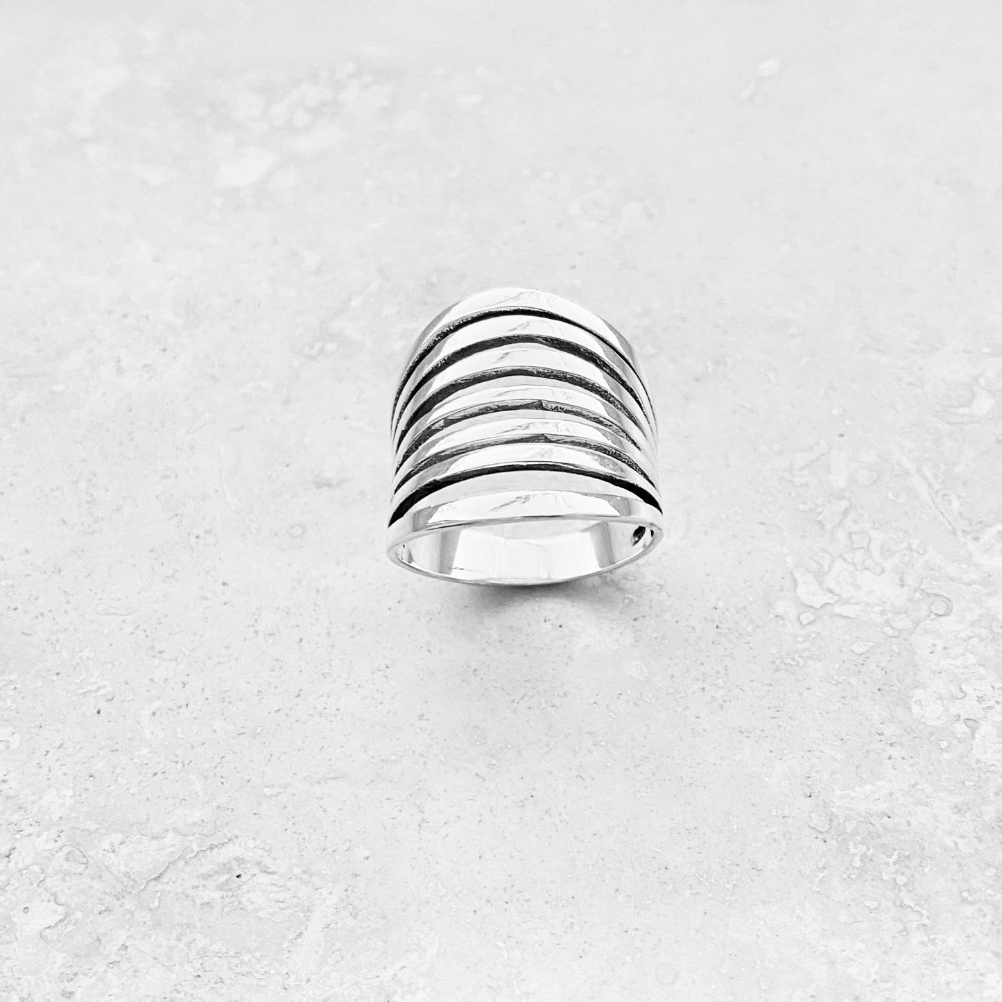 Sterling Silver Statement Multiple Lines Ring, Boho Ring, Silver Rings, Wide Ring