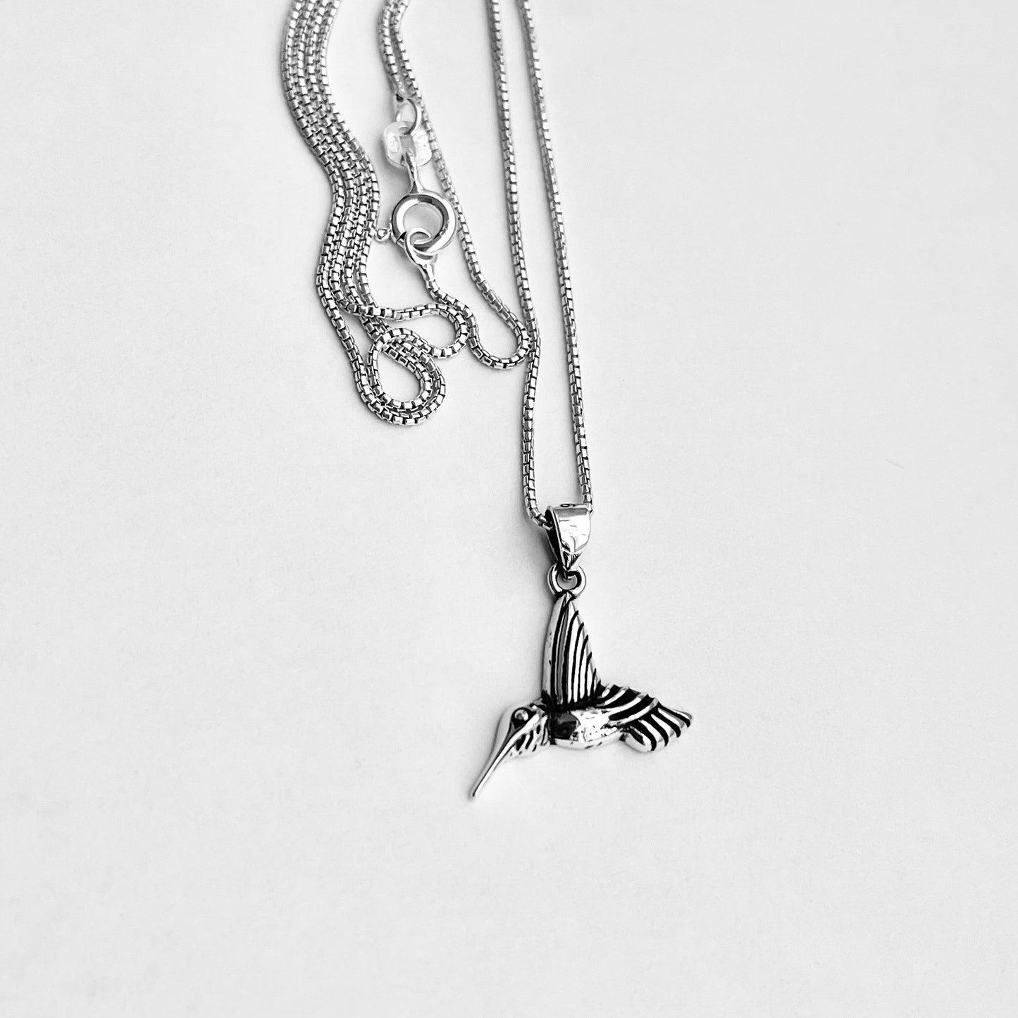 Sterling Silver Little Hummingbird Necklace, Silver Necklaces, Spirit Bird Chain