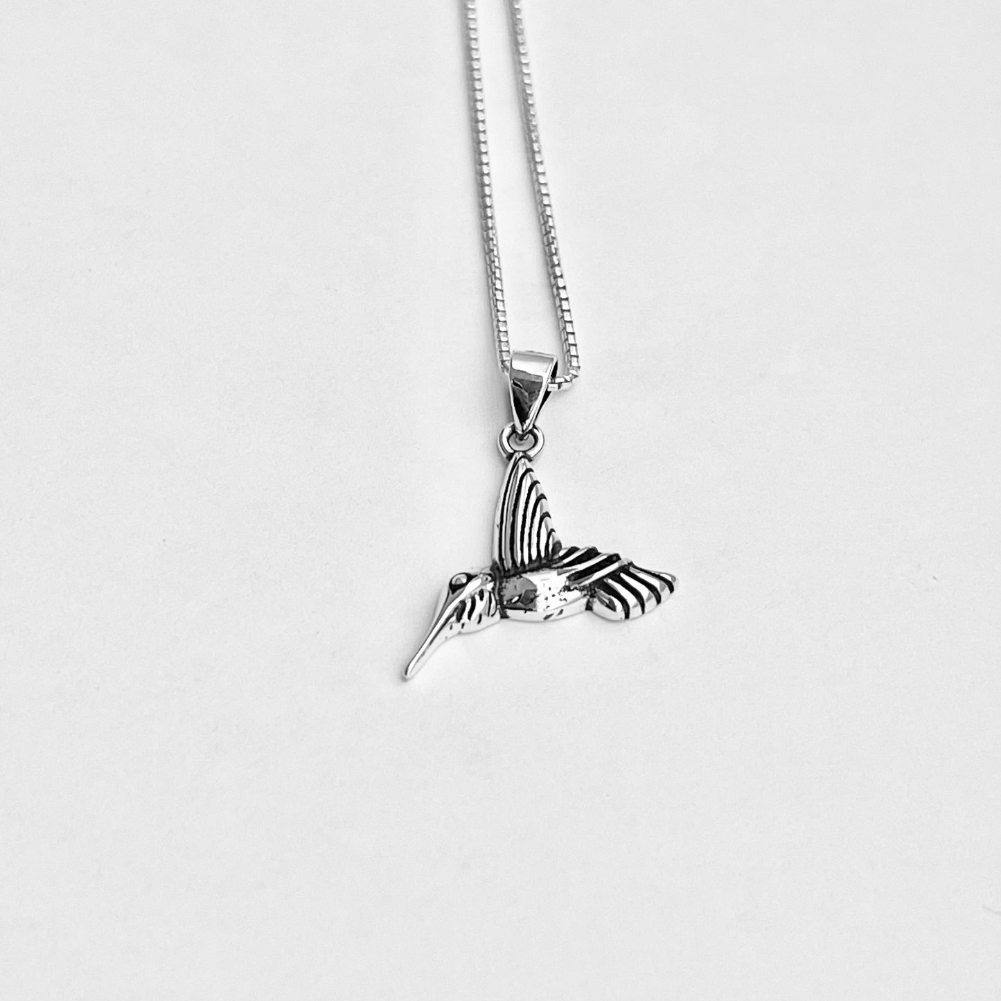 Sterling Silver Little Hummingbird Necklace, Silver Necklaces, Spirit Bird Chain