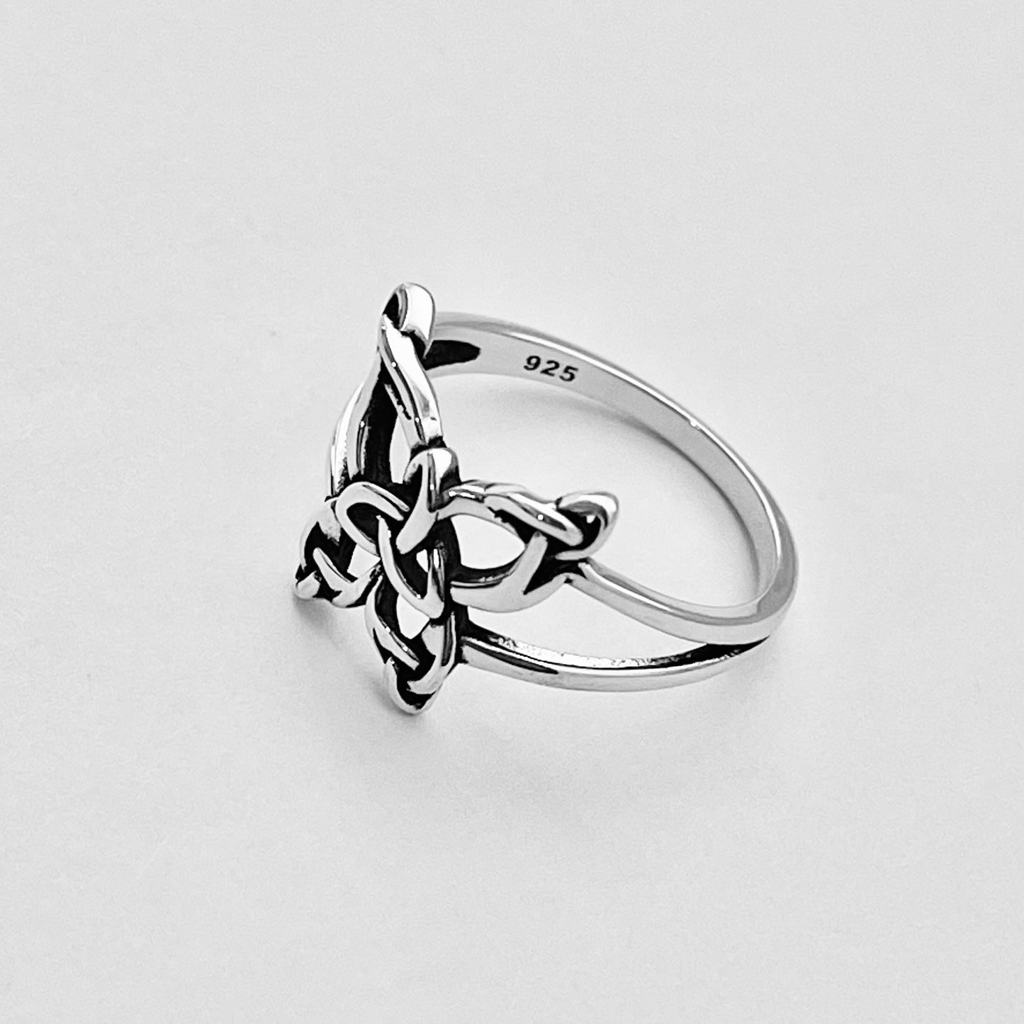 Sterling Silver Statement Triquetra Butterfly Ring, Trinity Knot Rings, Celtic Bug Jewelry