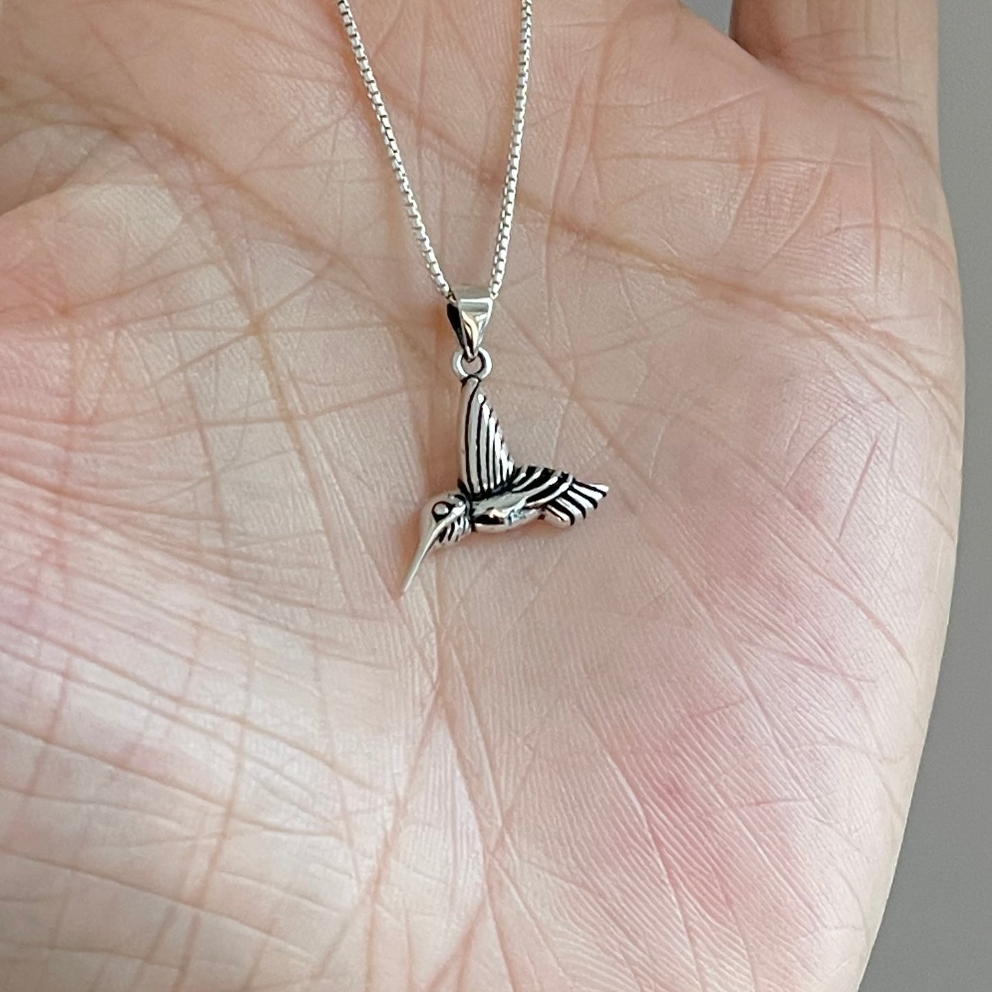 Sterling Silver Little Hummingbird Necklace, Silver Necklaces, Spirit Bird Chain