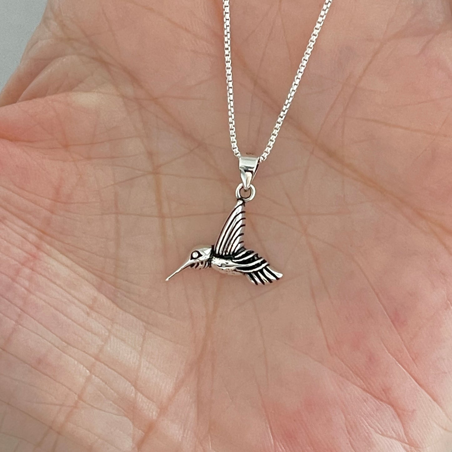 Sterling Silver Little Hummingbird Necklace, Silver Necklaces, Spirit Bird Chain